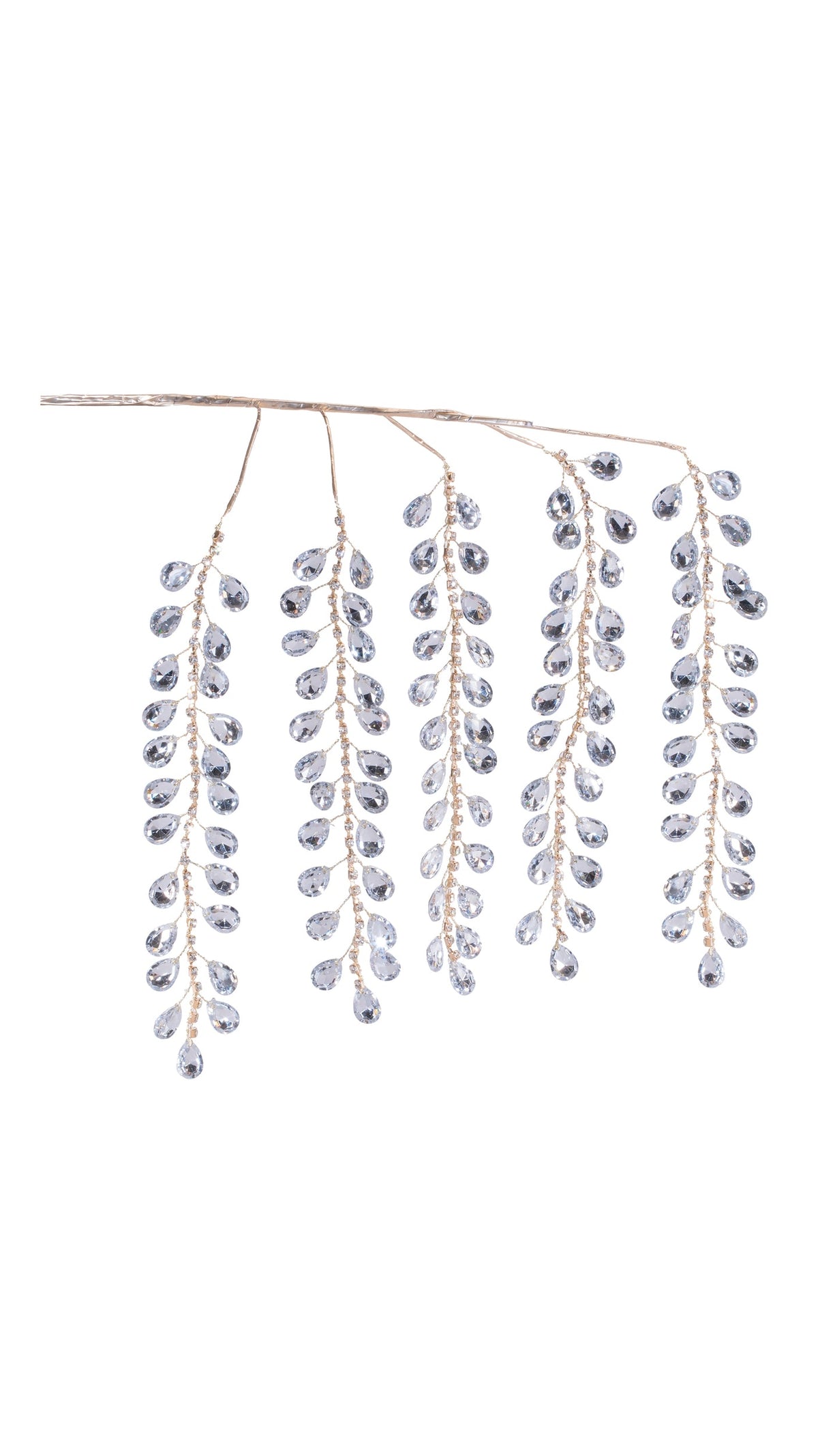 31 inch spray of clear acrylic jewel drops, front view