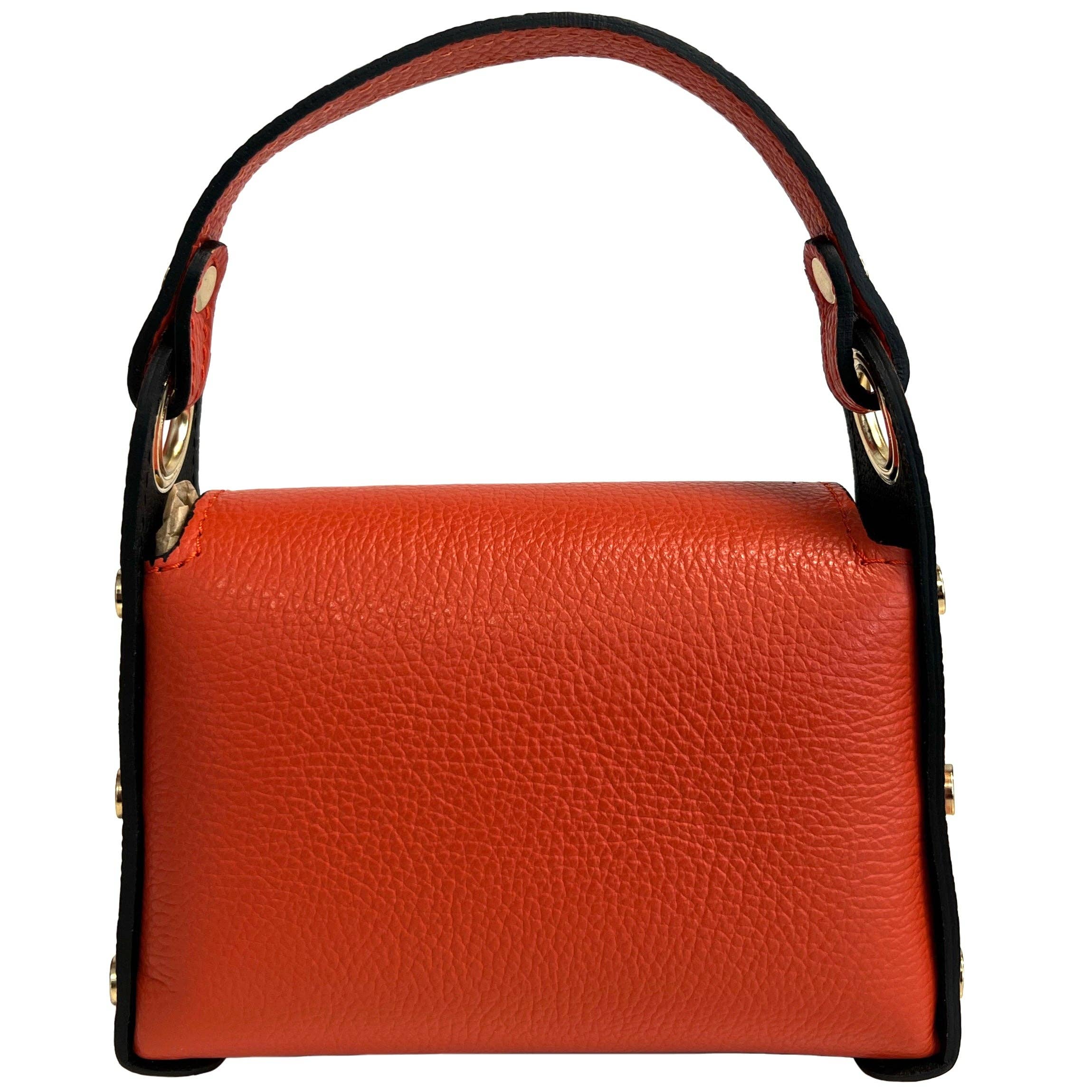 Mini leather bag with fly closure accessory - open view - BLVD Boutik