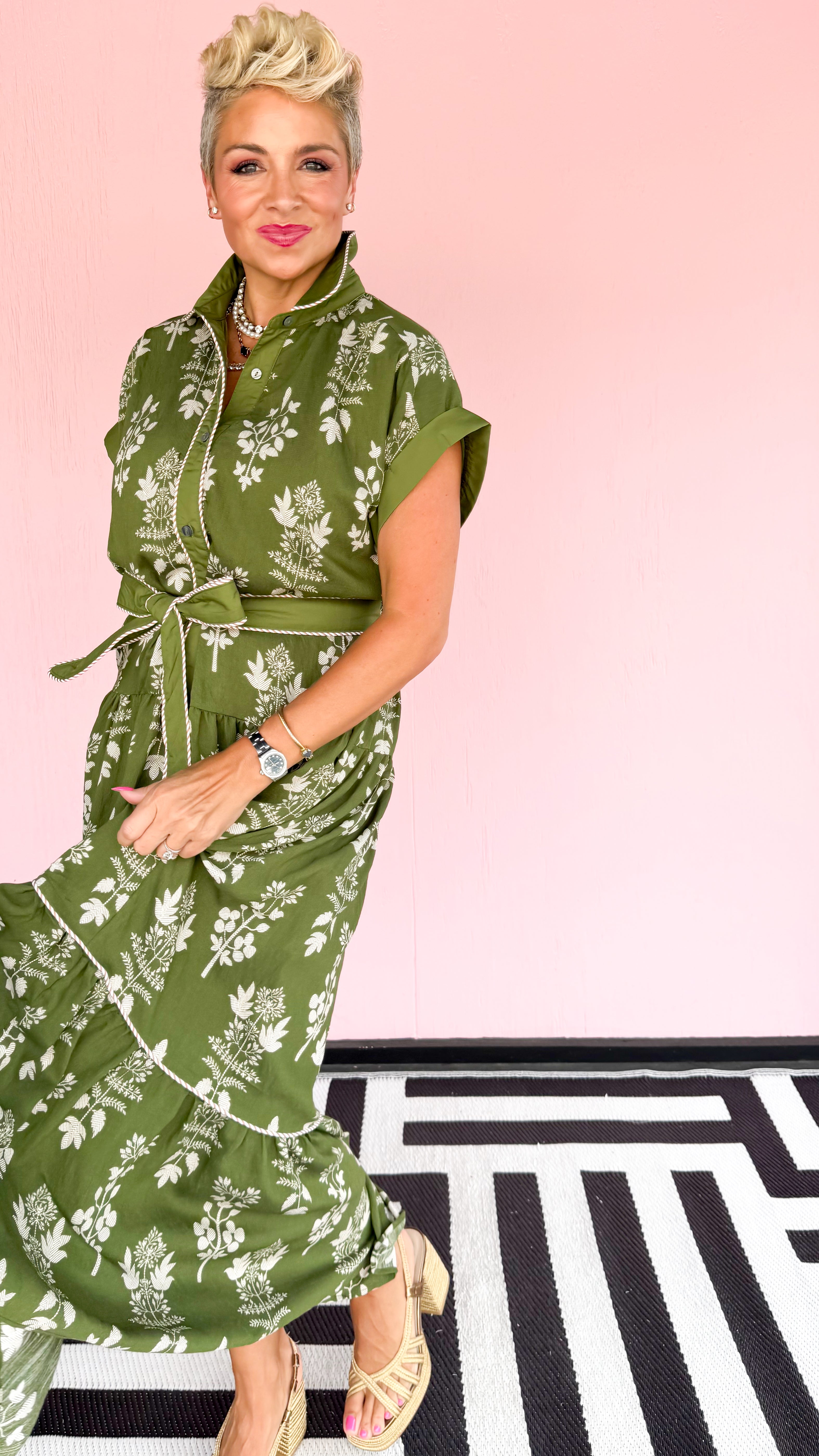 June Belted Maxi Dress/Olive