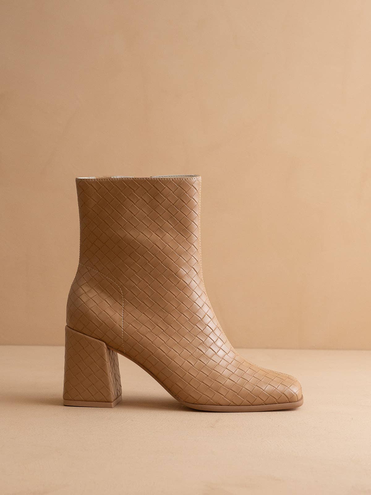 The Demi |Woven Block Heel Bootie/Camel