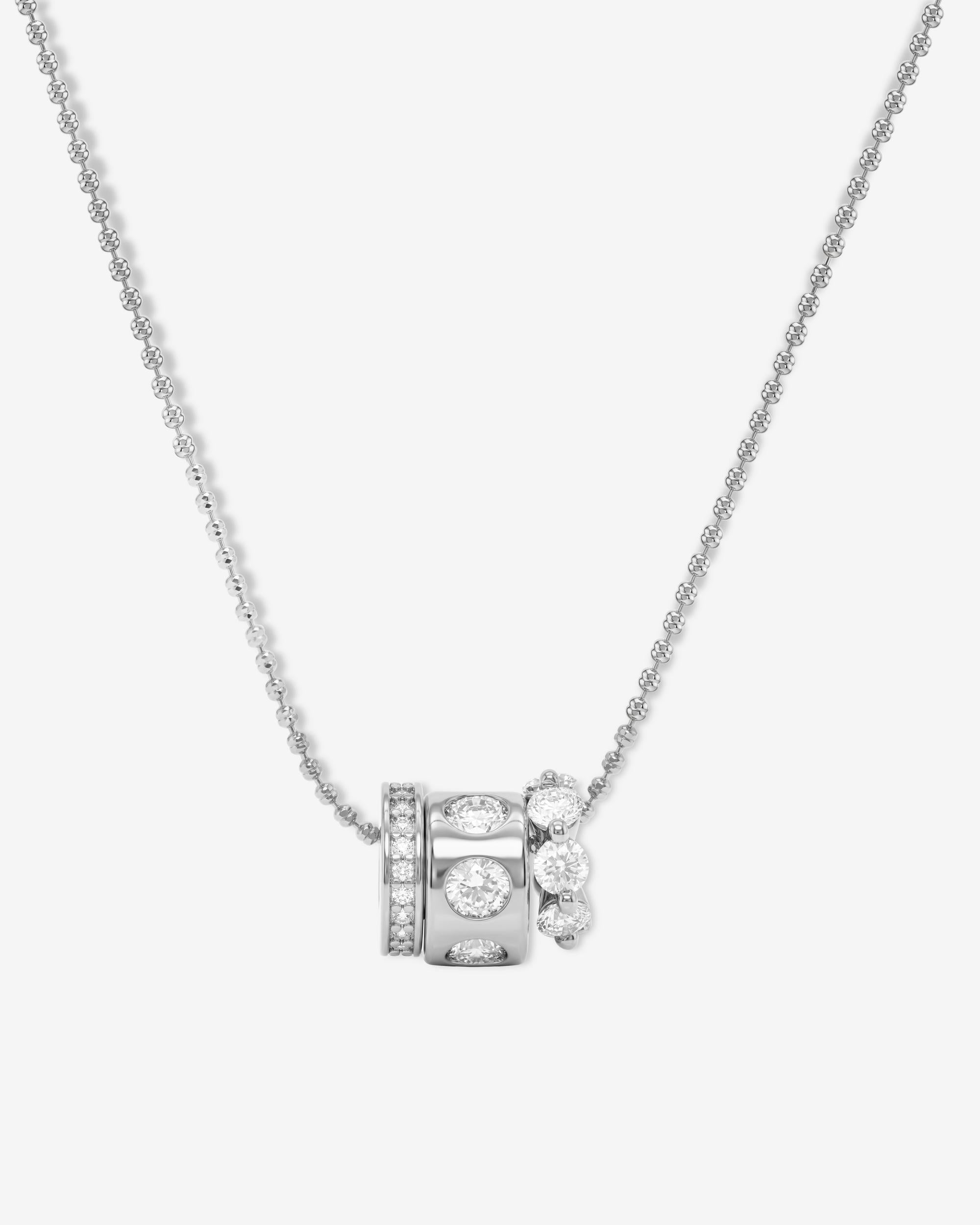 Melinda Maria Ashley Topanga Necklace in silver with simulated diamond pendant