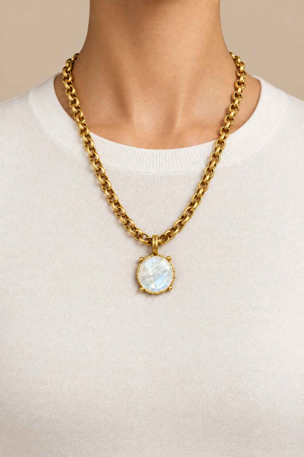 I R I & Studio Bold Antique Round 21 inch Necklace, antique finish round statement necklace, alternate view