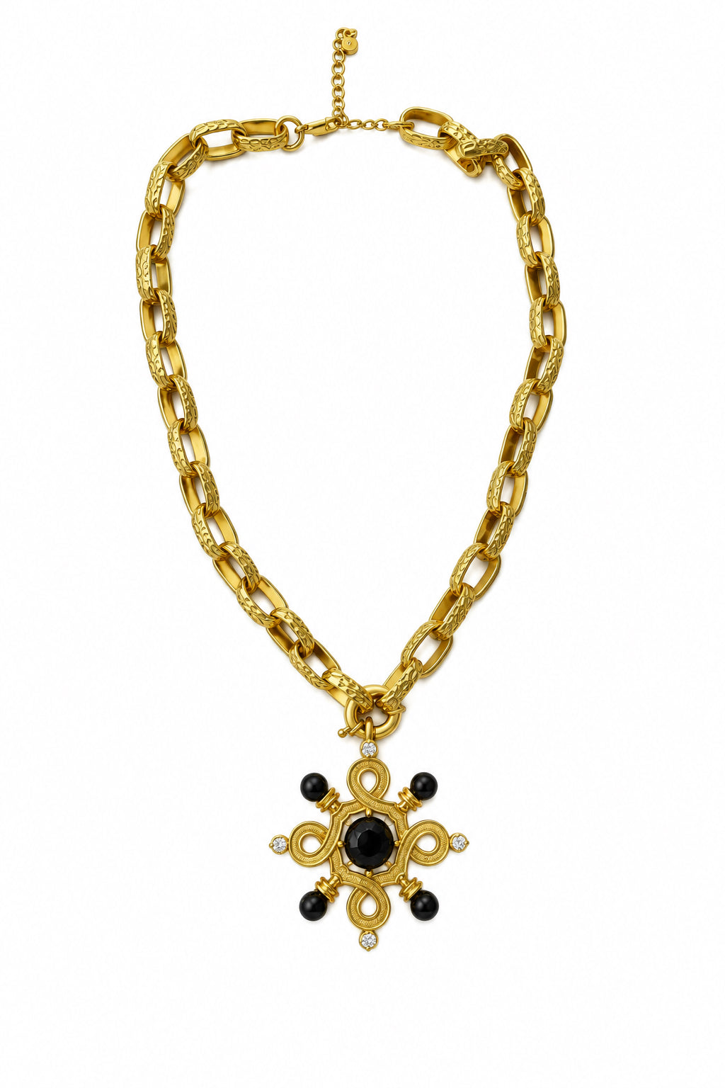 I R I & Studio Bold Statement Necklace with Stone, 20 inch statement necklace with stone, full view