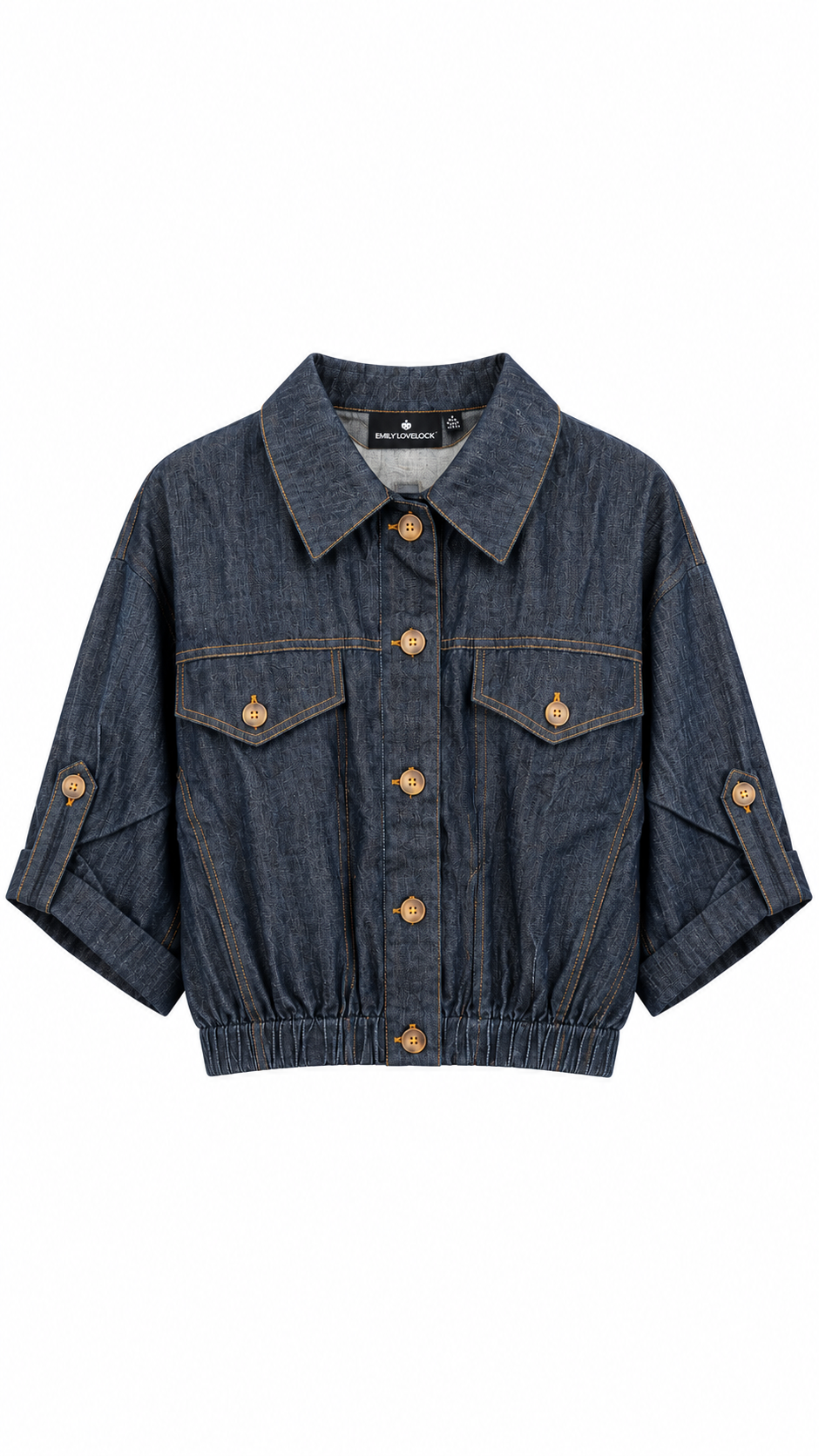 Zoe Cropped Embroidered Jacket/Blue