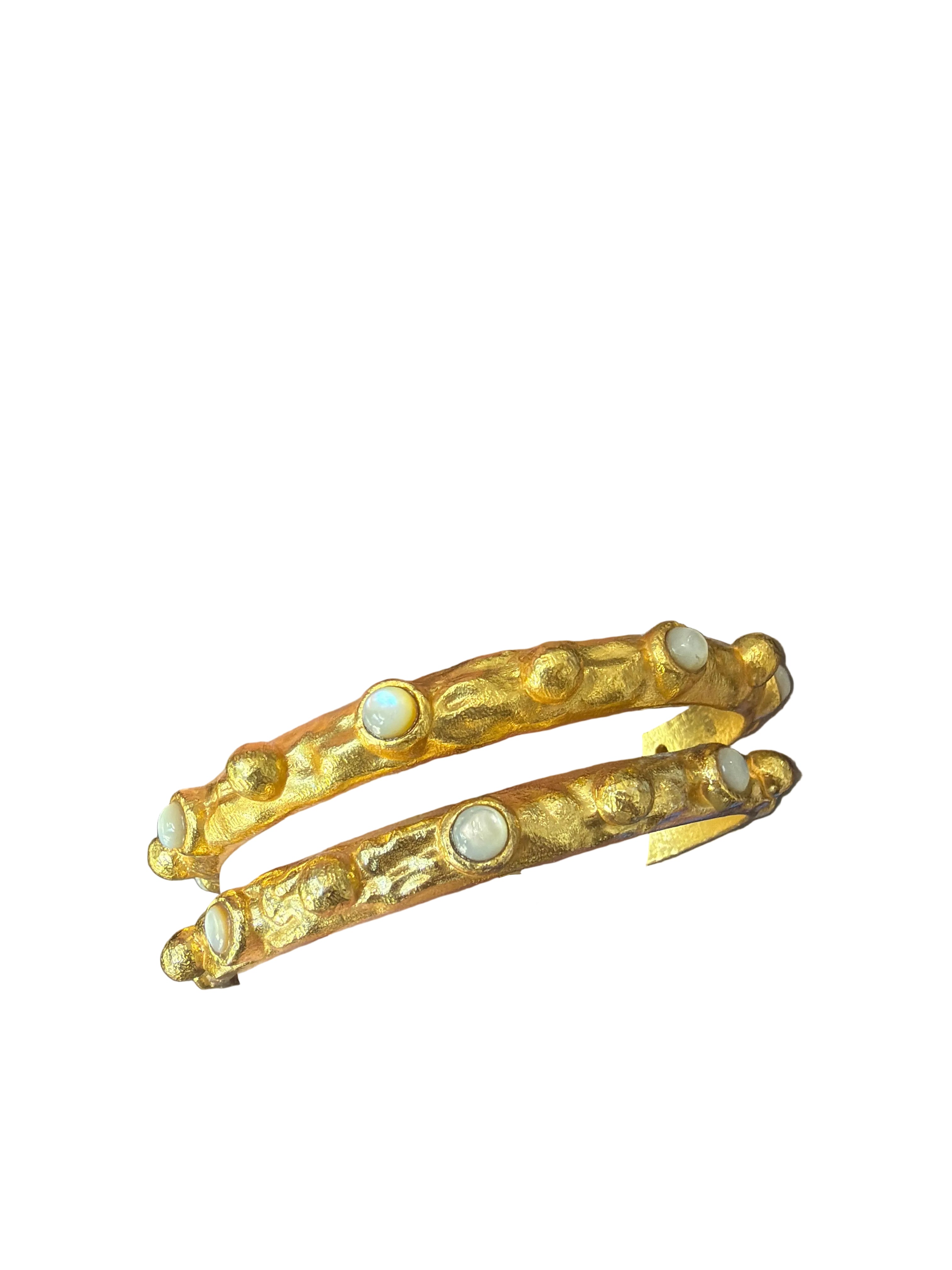 Gold w/ Pearlized Stone Cuff