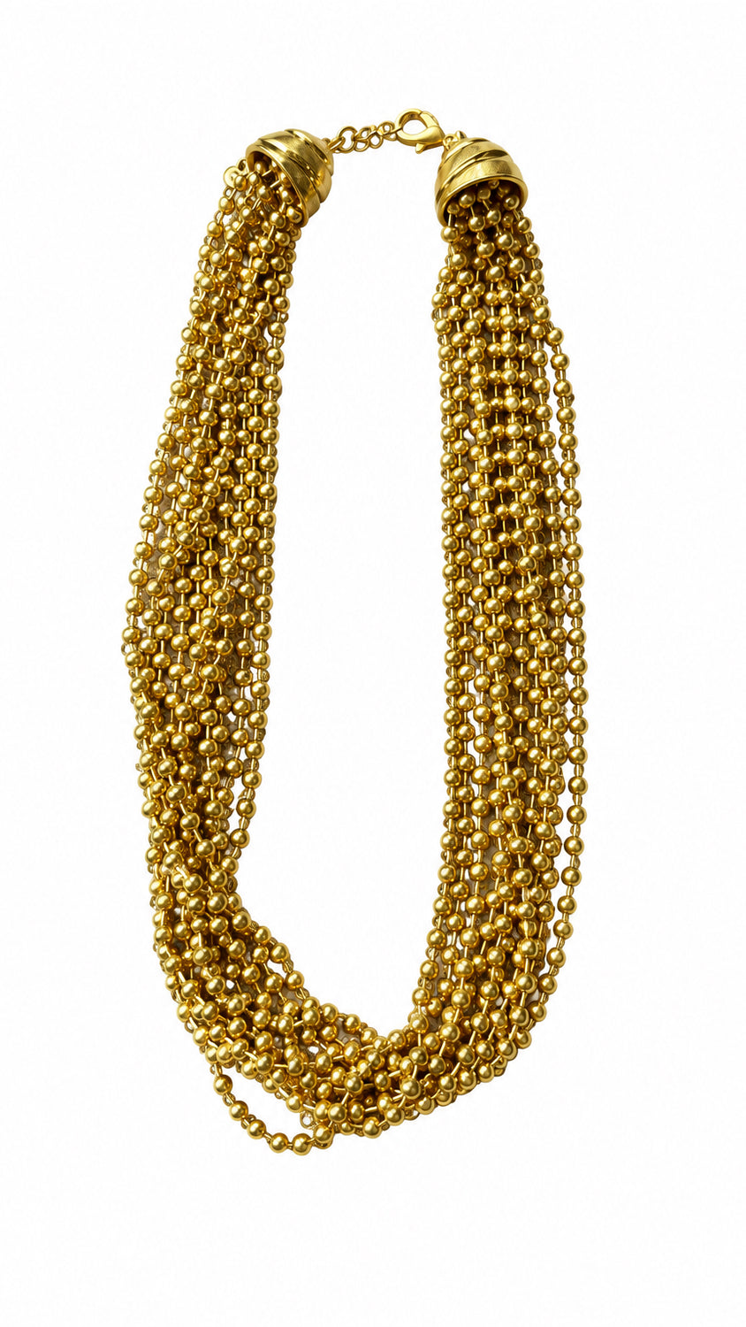 I R I & Studio 10 Strand Ball Chain Necklace, ten-strand ball chain, front view