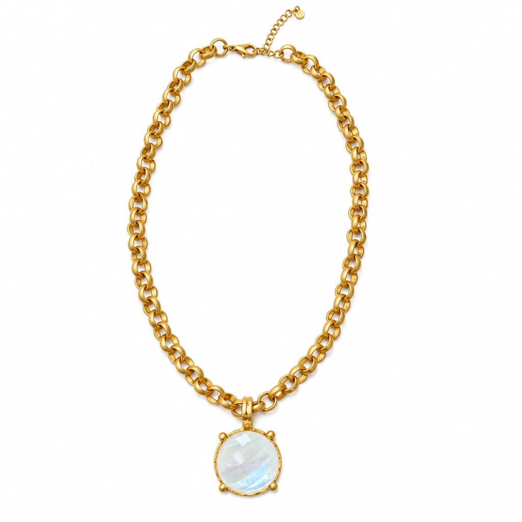 I R I & Studio Bold Antique Round 21 inch Necklace, antique finish round statement necklace, full view
