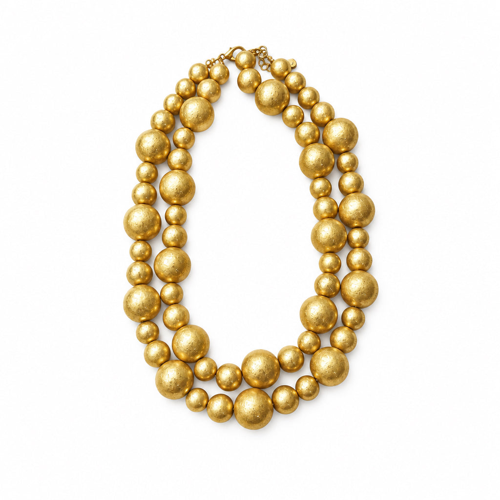 I R I & Studio All Around Ball 2 Layered Necklace, two-layer ball chain, full view