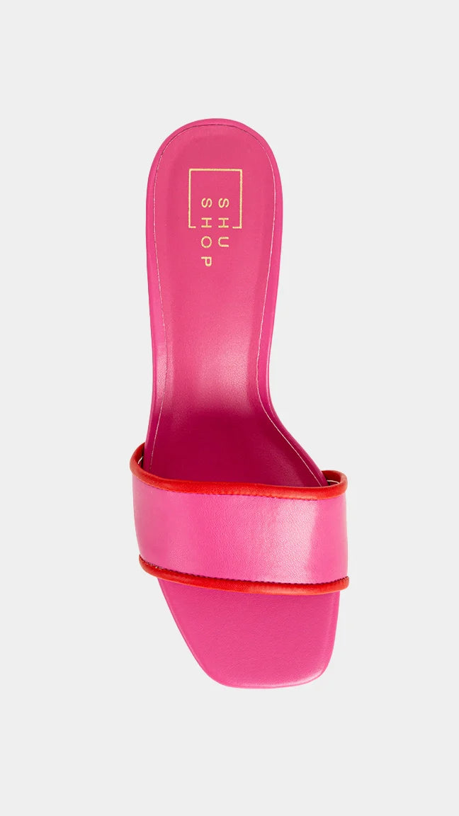 Finley slide on in hot pink shown on model - front view - BLVD Boutik