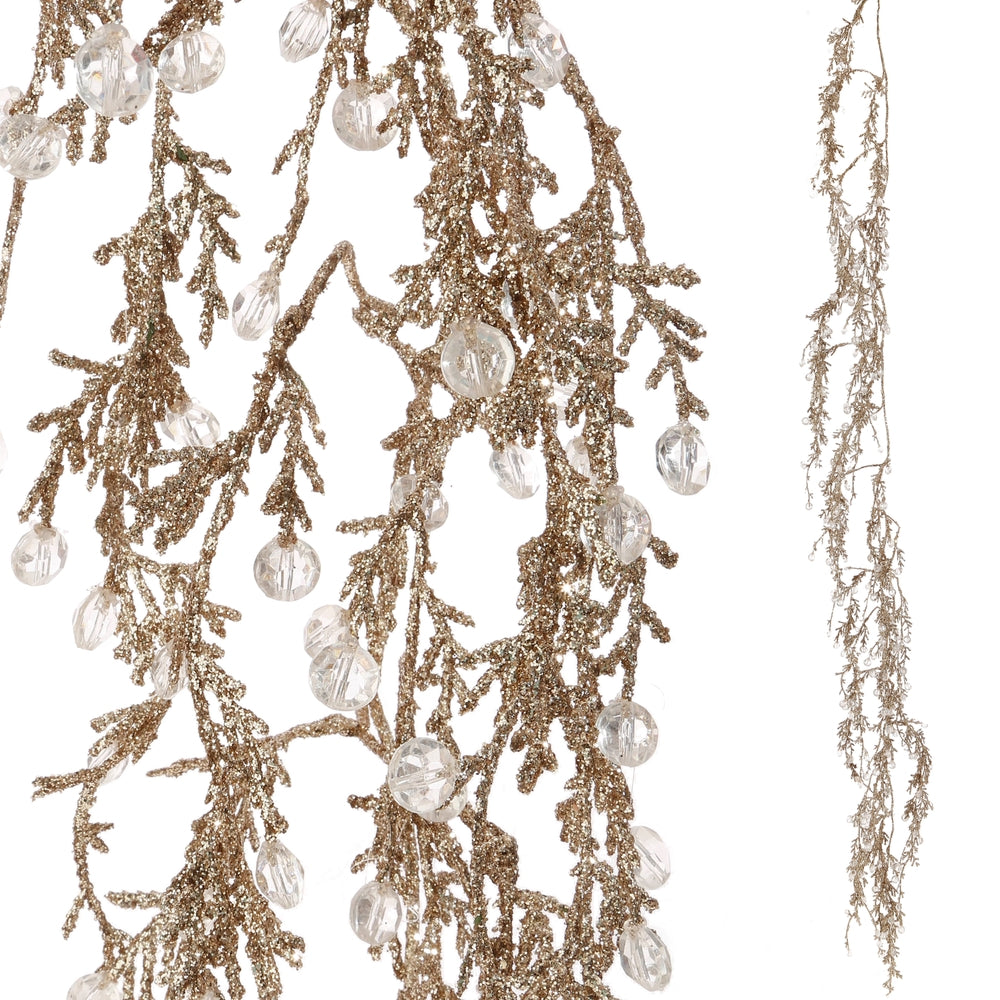 6 foot glittered ice Christmas garland, full view