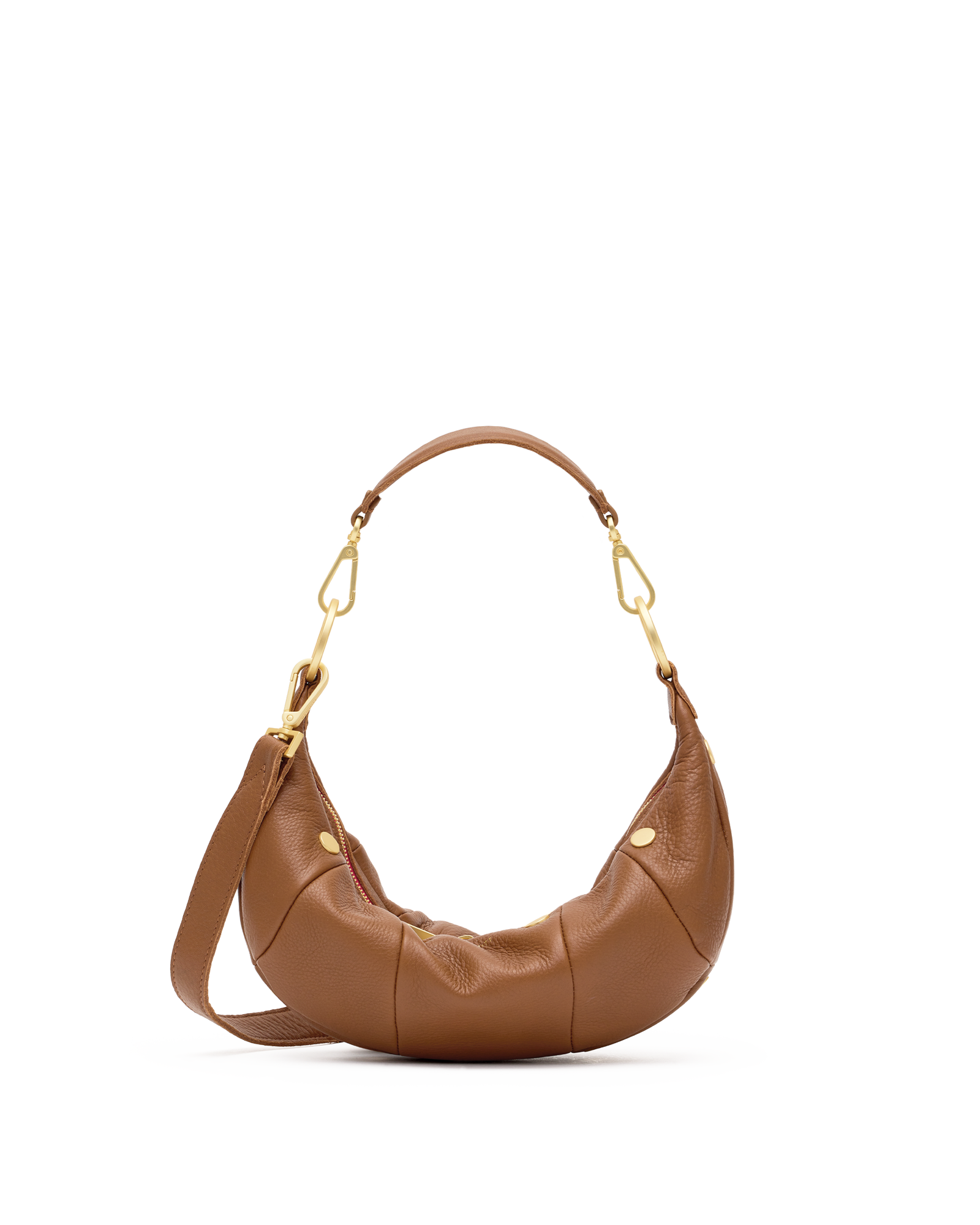 Hammitt Erica Small in Mahogany Pebble/Brushed Gold Red Zip, front view