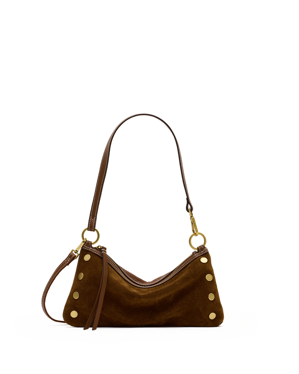 Hammitt Kyle Small Cinnamon Suede Antique Gold front view