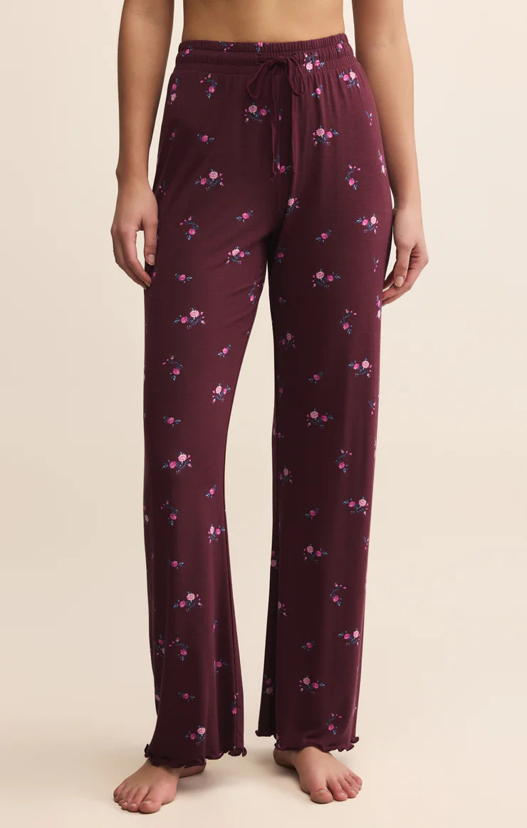 At Ease Ditsy Pants/Merlot