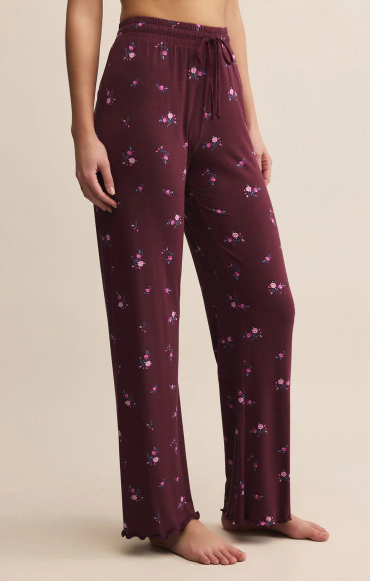 At Ease Ditsy Pants/Merlot