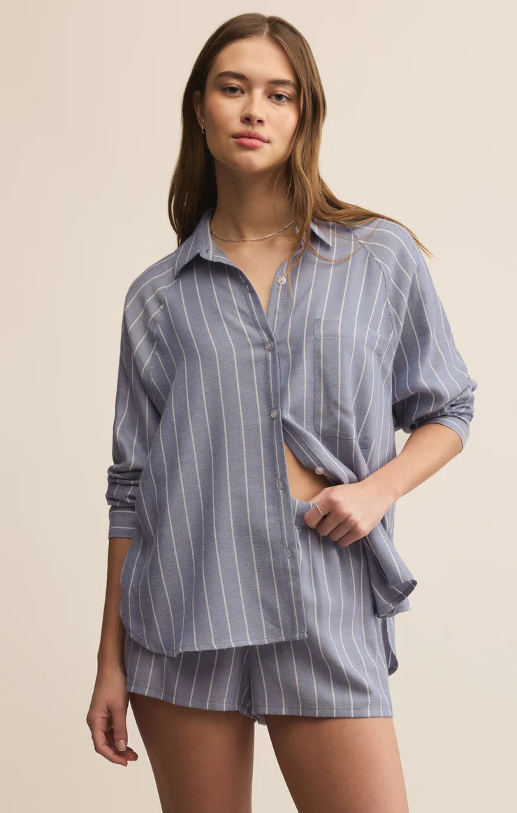 River Button Up Top/Blue