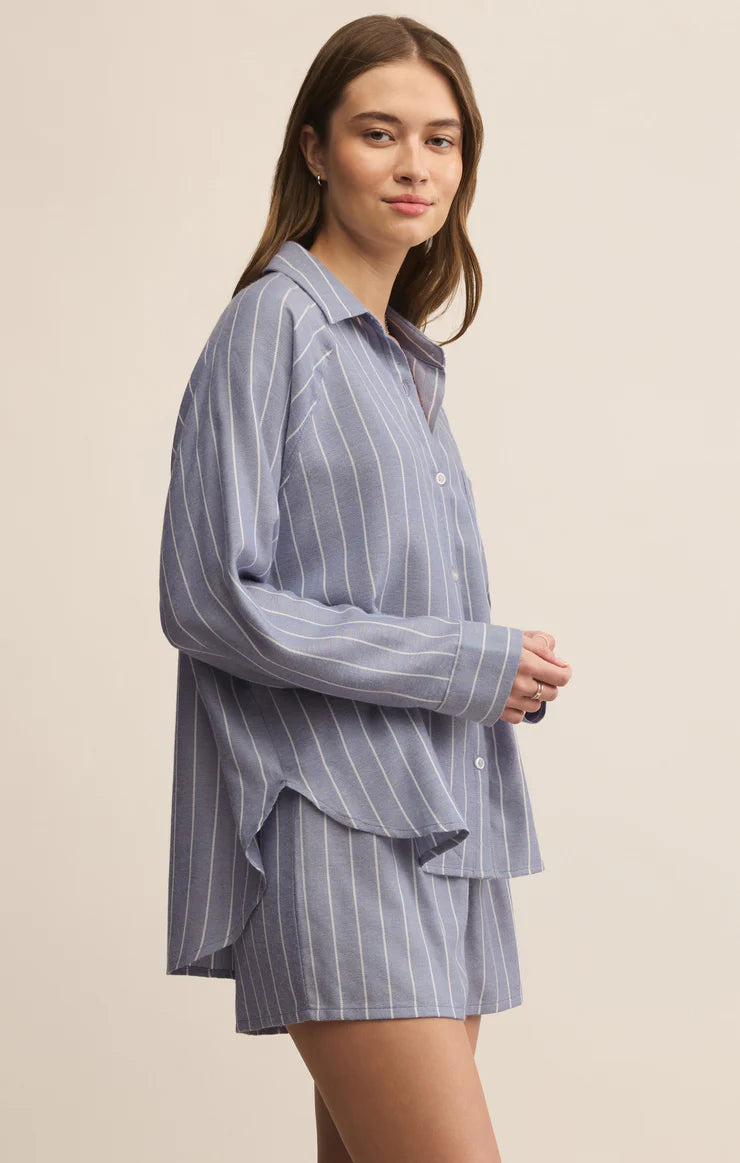 River Button Up Top/Blue