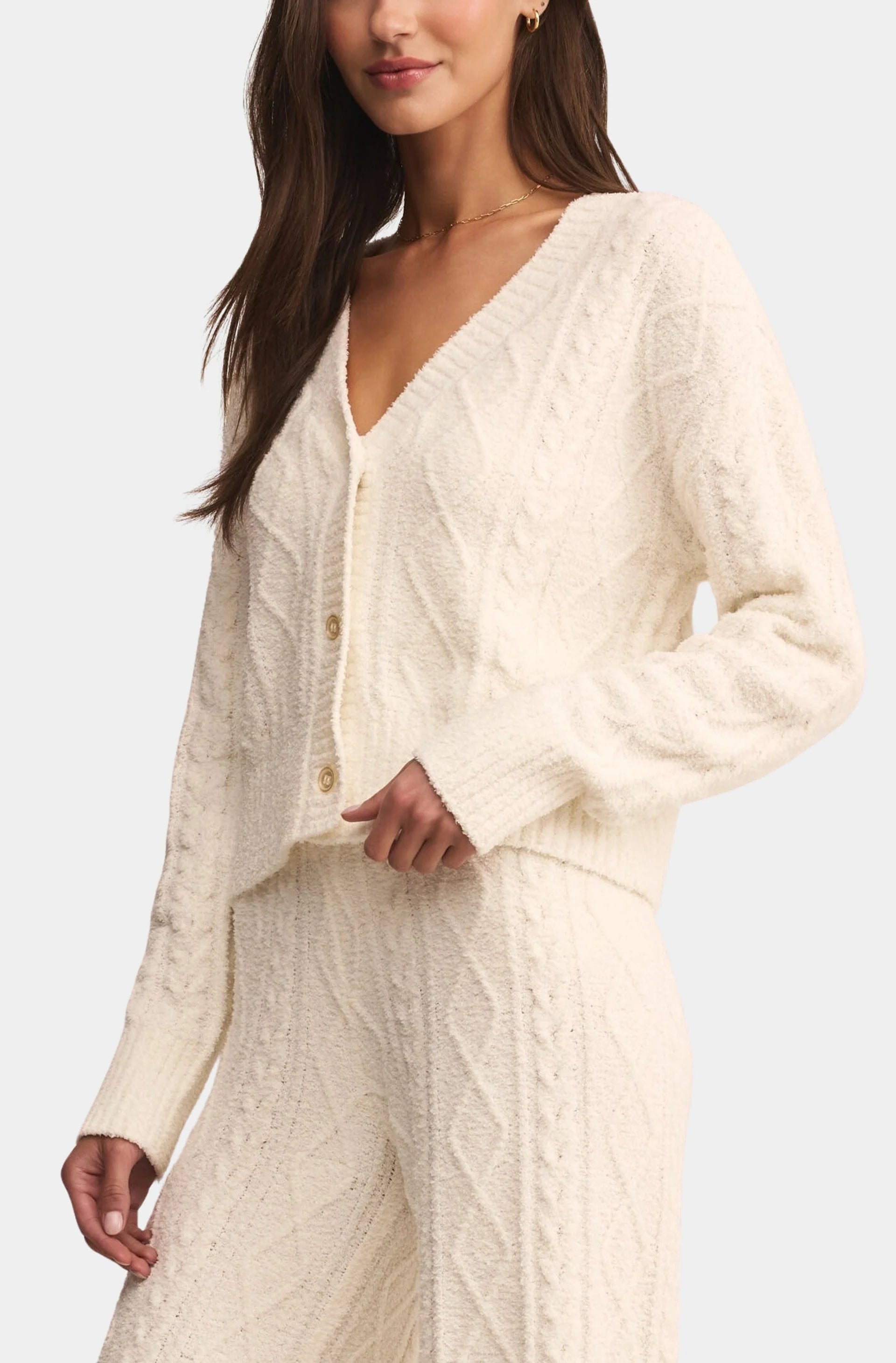Elsa Cable Cardigan/Ivory