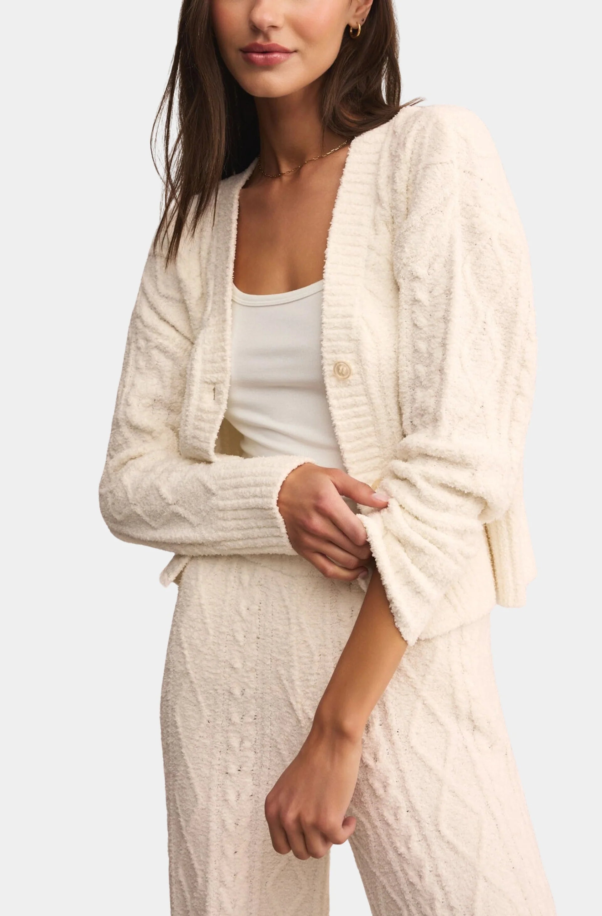 Elsa Cable Cardigan/Ivory