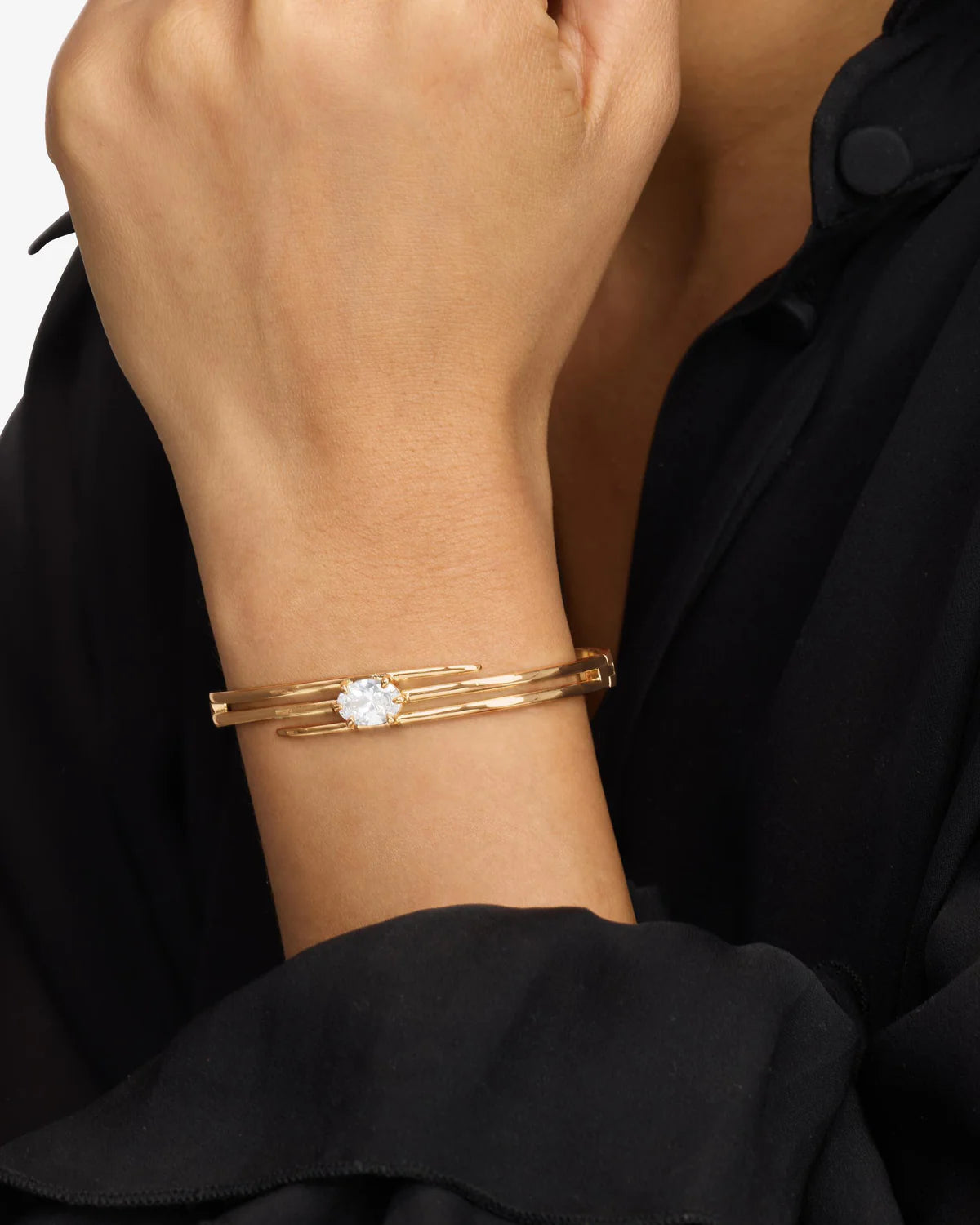 She's On Point lasso cuff bracelet jewelry detail - worn view - BLVD Boutik