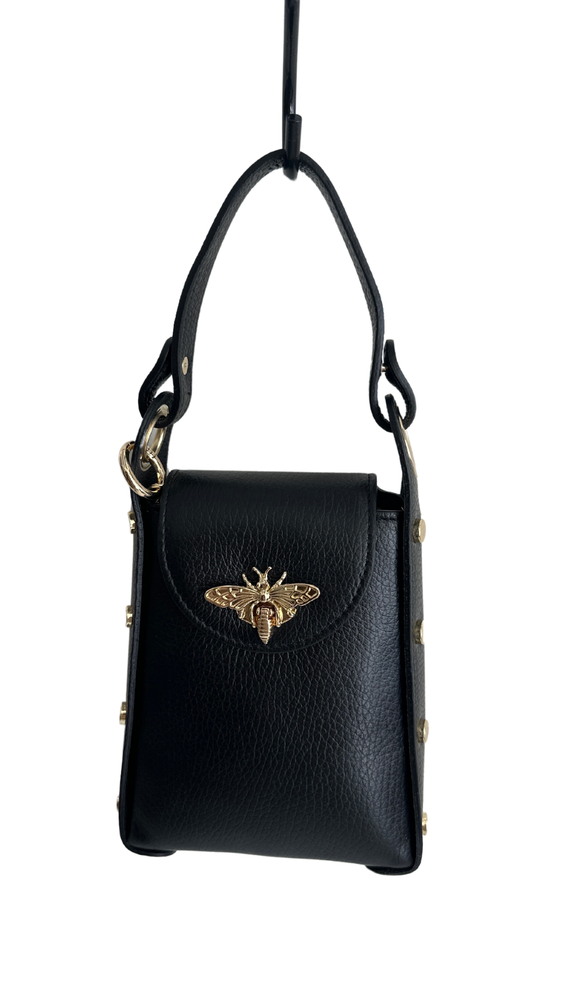 Leather Bag w/ Gold Bee Detail