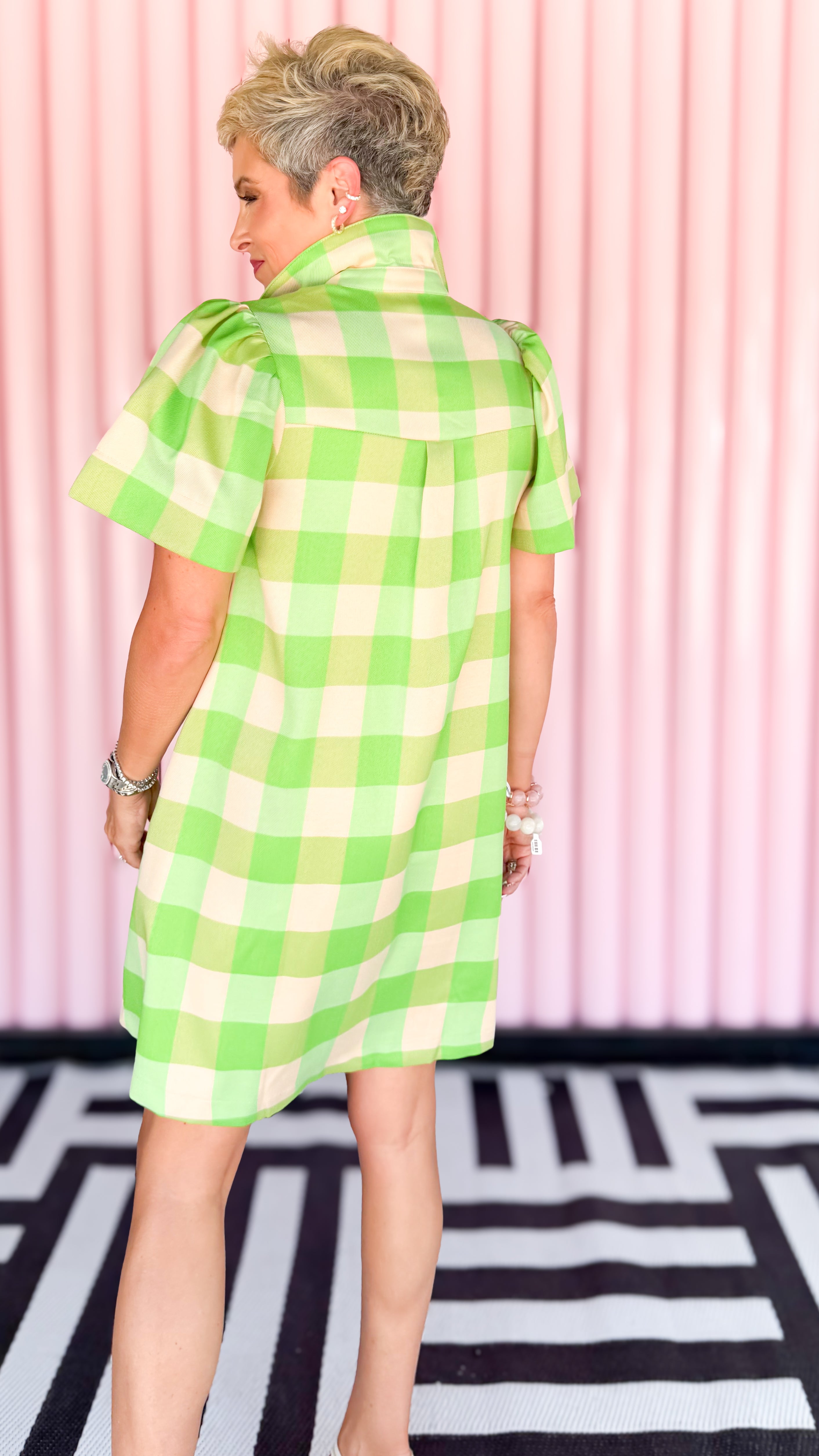 Buffalo Check Mini Dress/Green