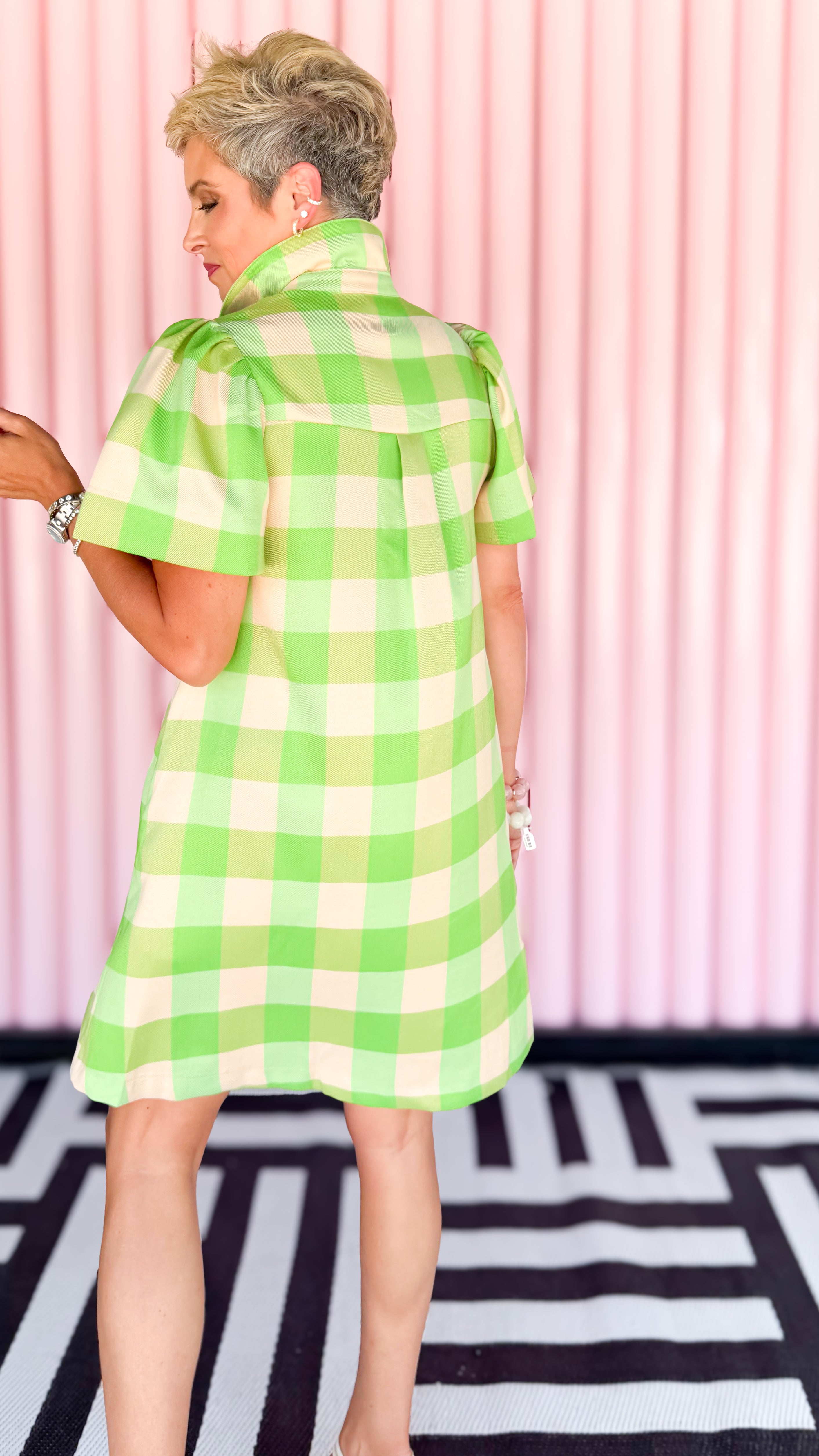 Buffalo Check Mini Dress/Green