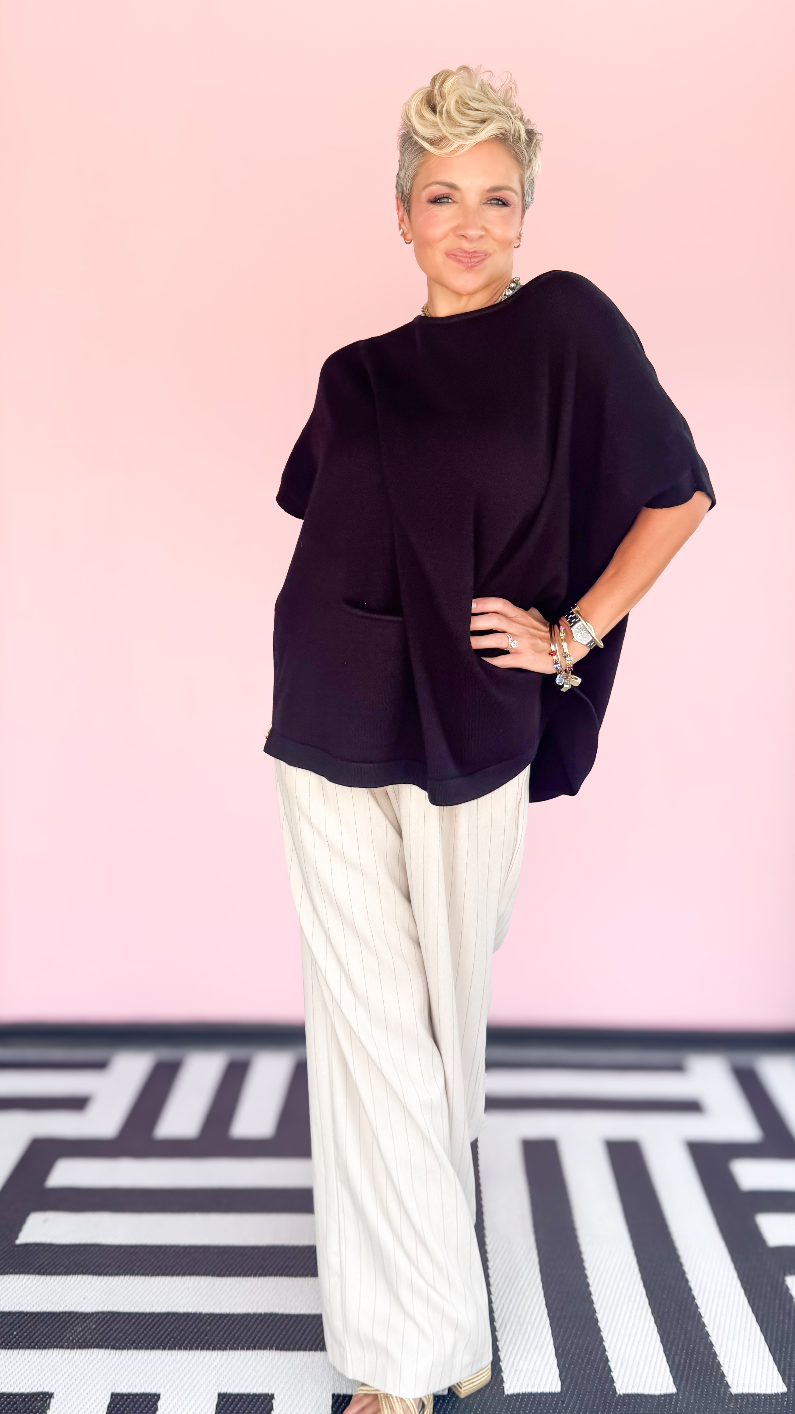 Jasmine Boat Neck Top/Black