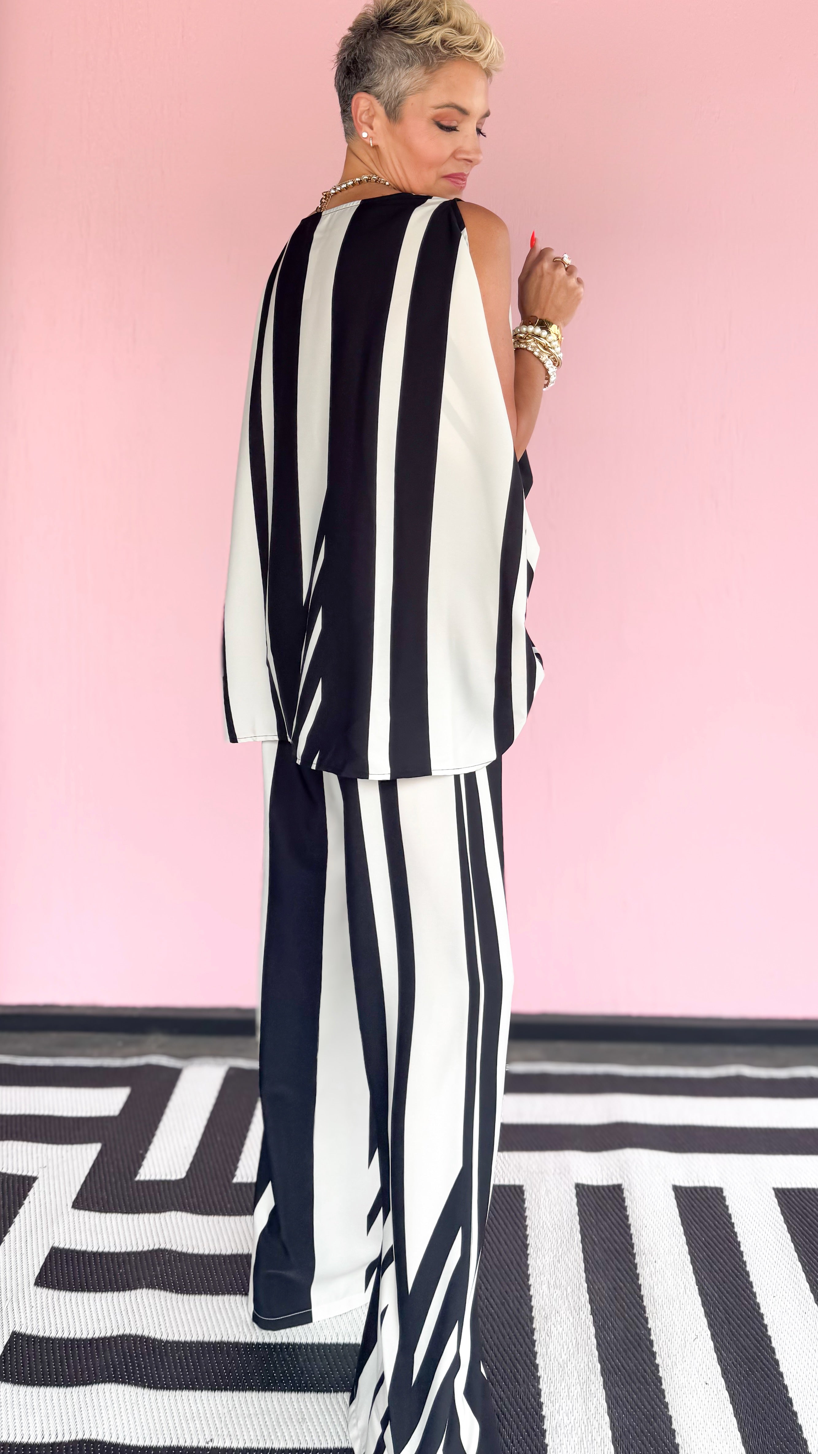 Siena Stripe Tunic Top/Black