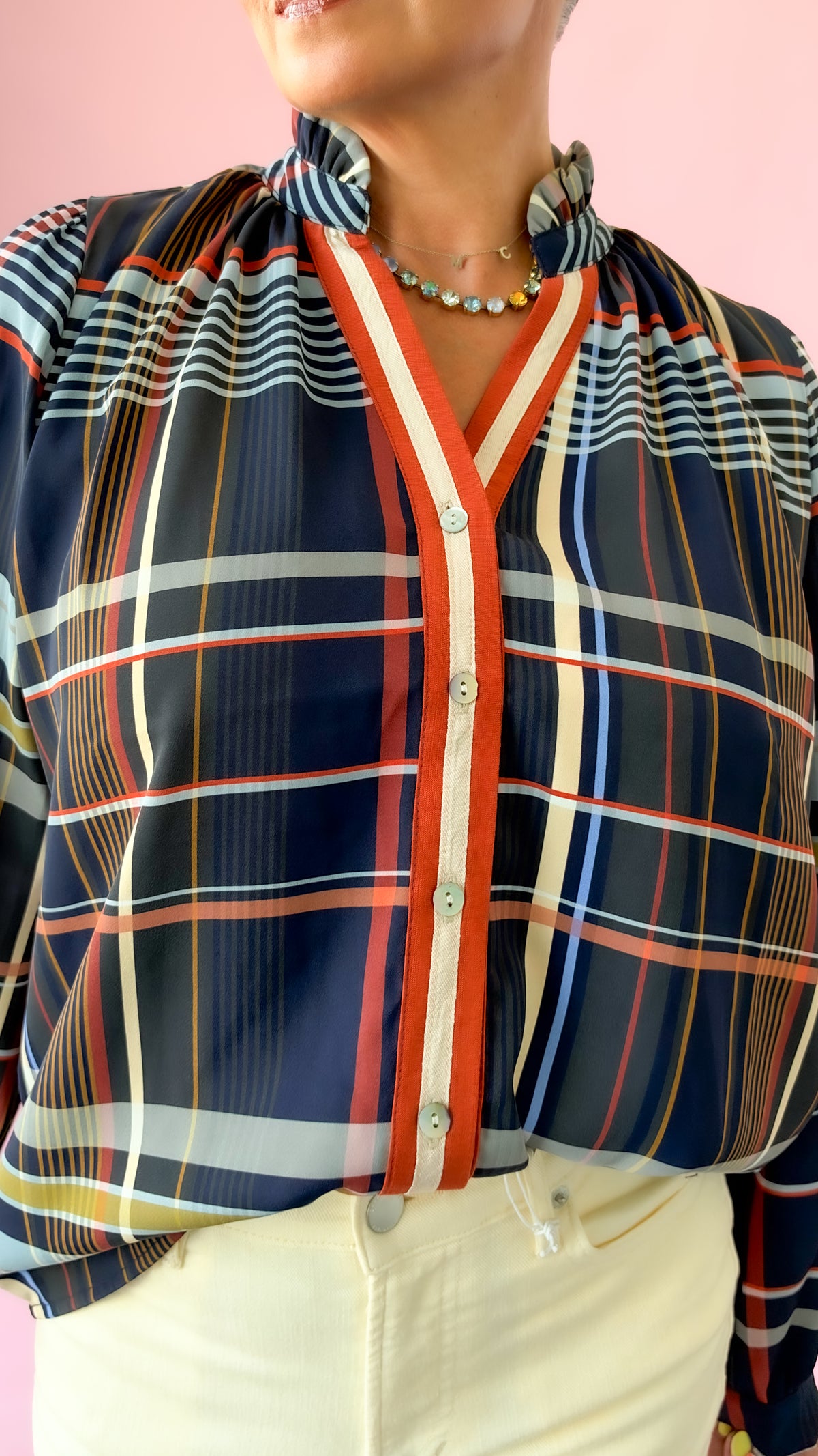 Patty Plaid Top/Navy