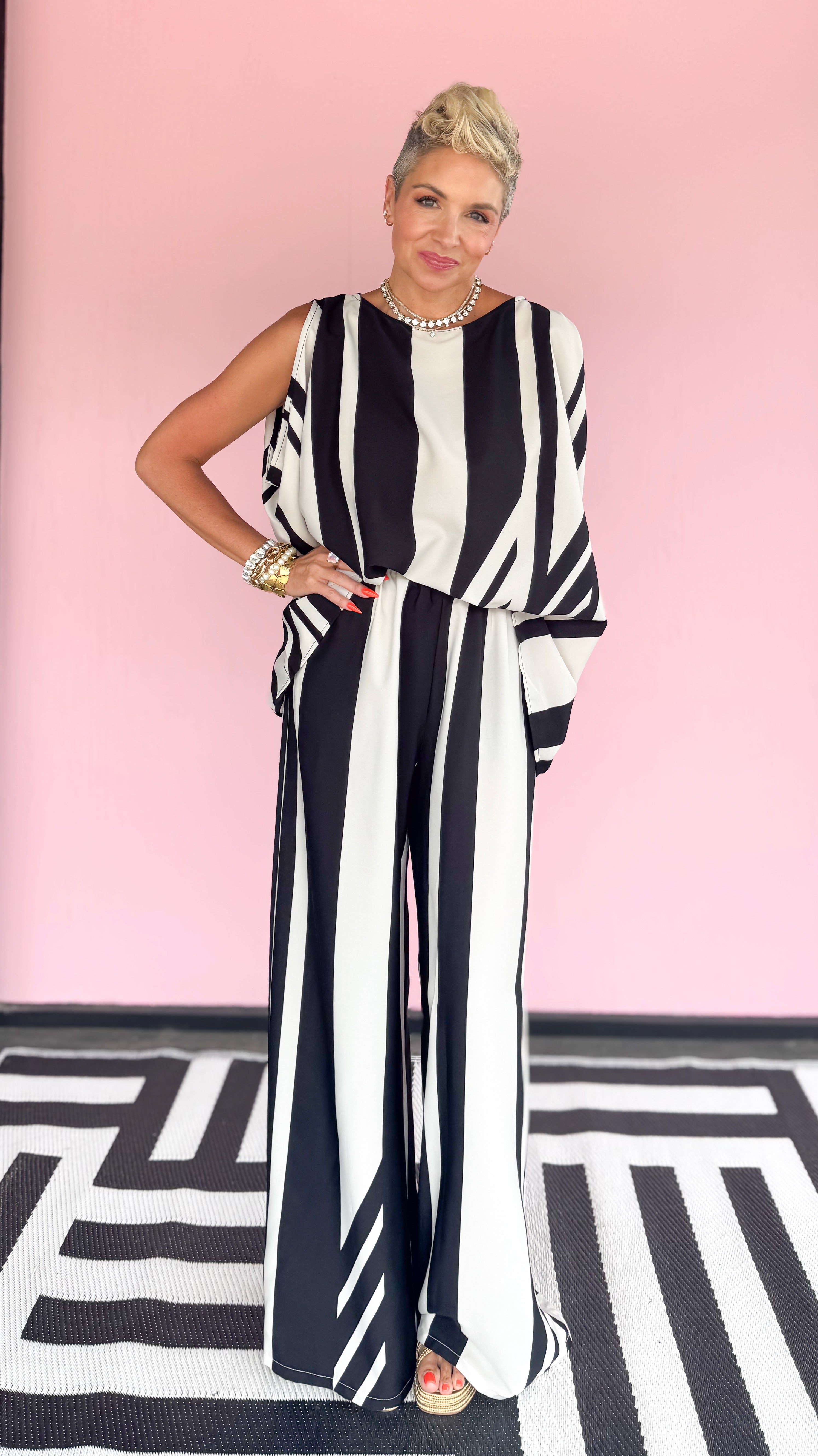 Siena Stripe Pant/Black