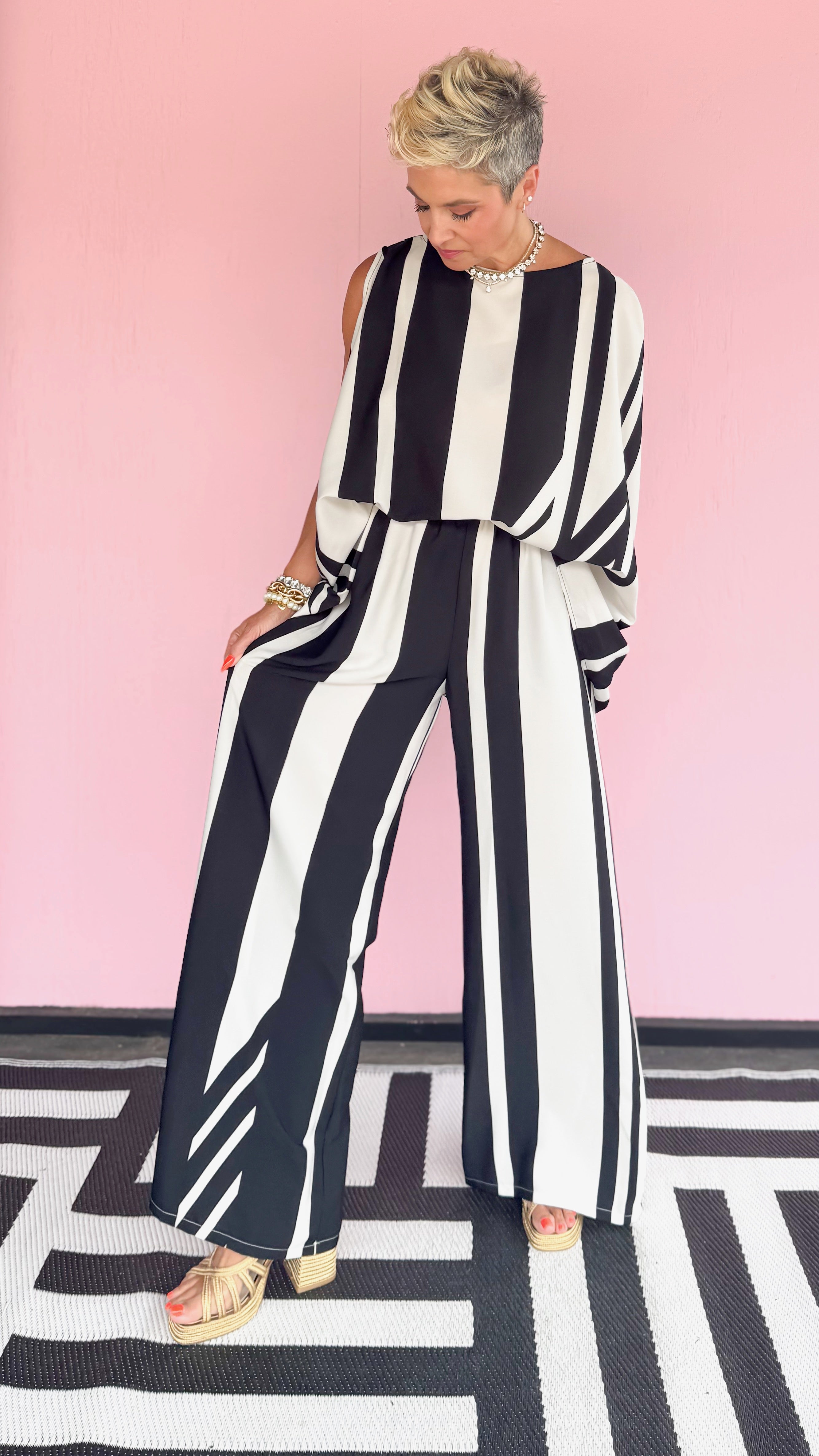 Siena Stripe Pant/Black