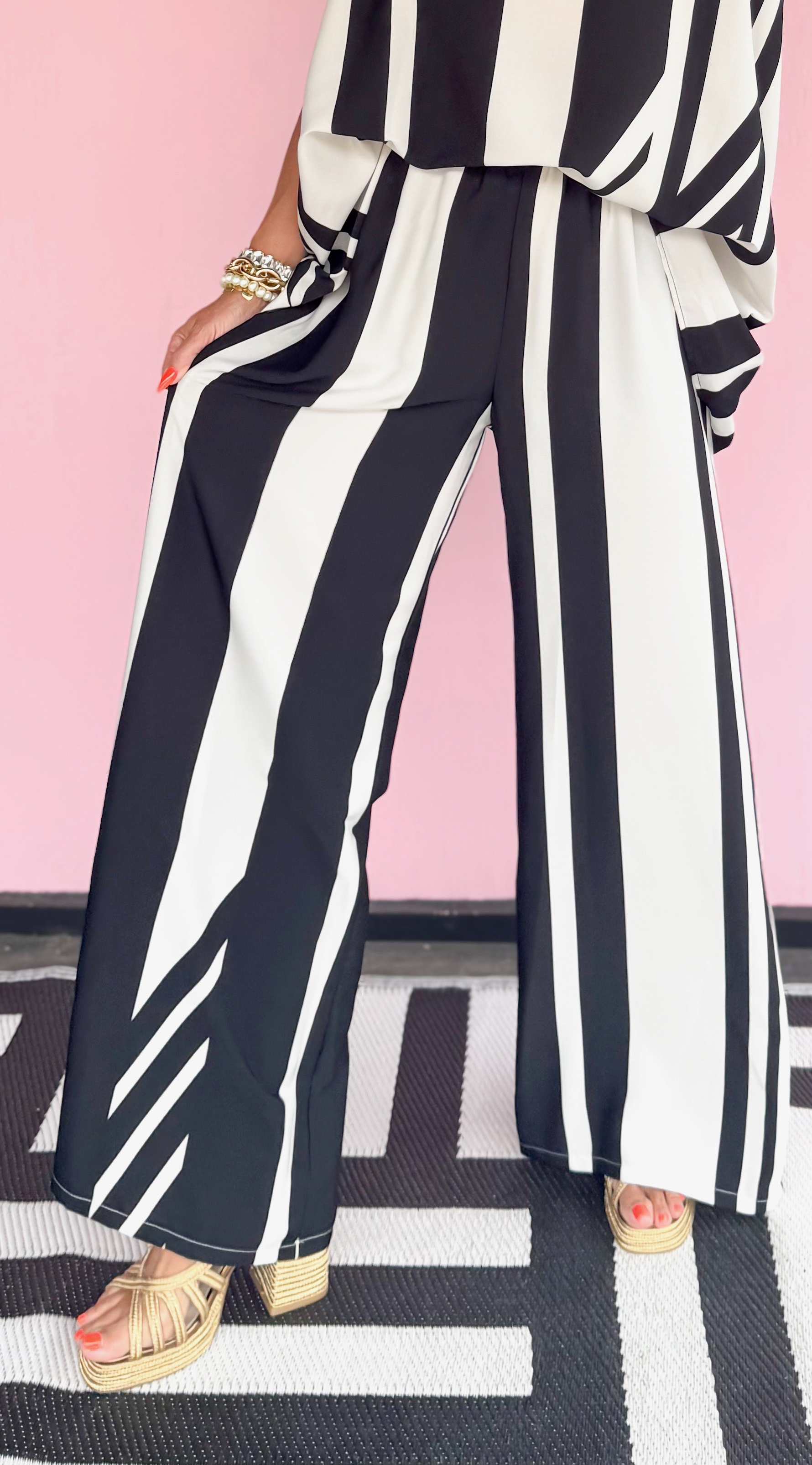 Siena Stripe Pant/Black