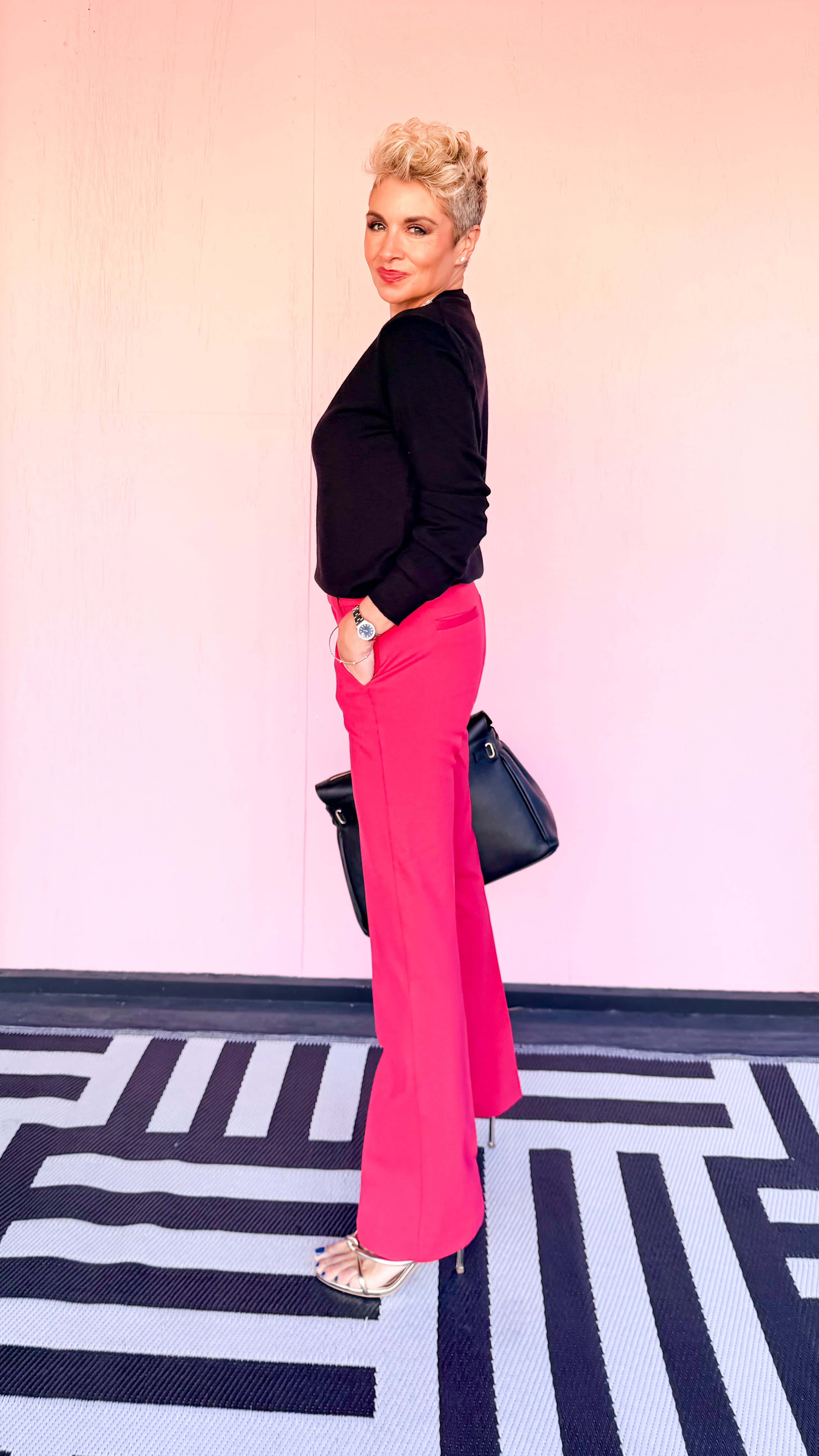 Kelsey Stretch Flare Trouser/Ruby