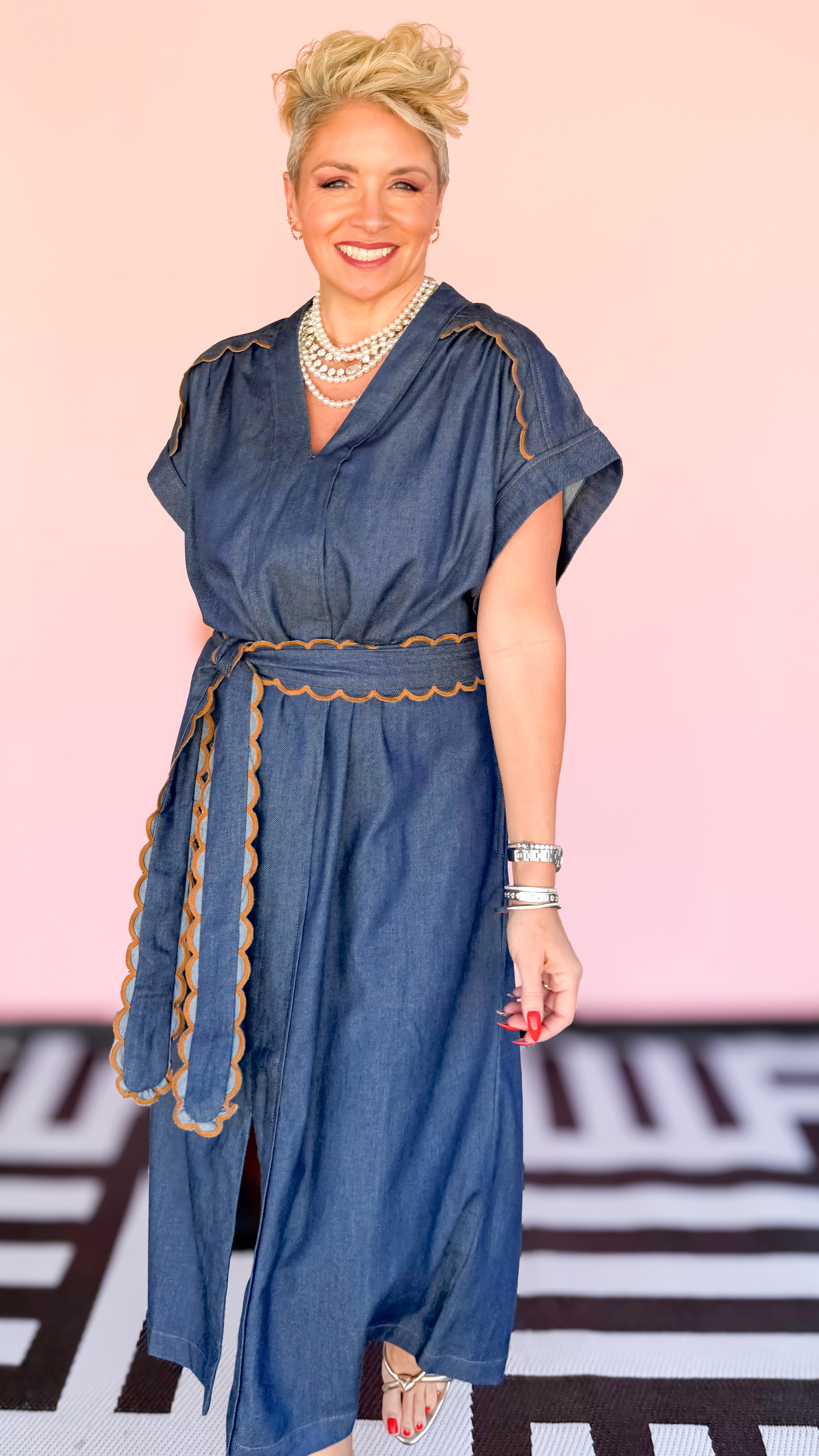 ADLEY V-NECK DENIM DRESS - The BLVD