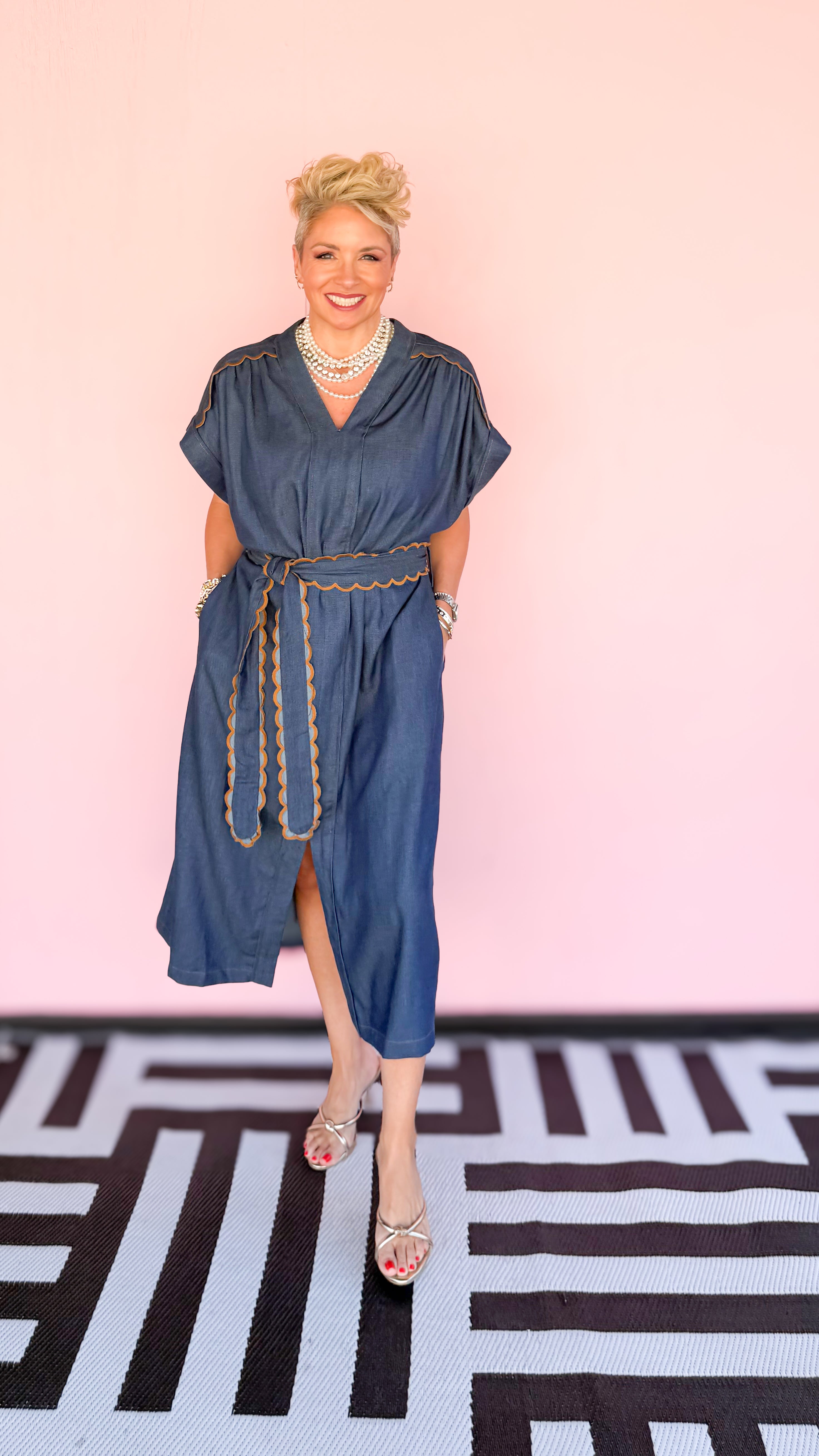 ADLEY V-NECK DENIM DRESS - The BLVD