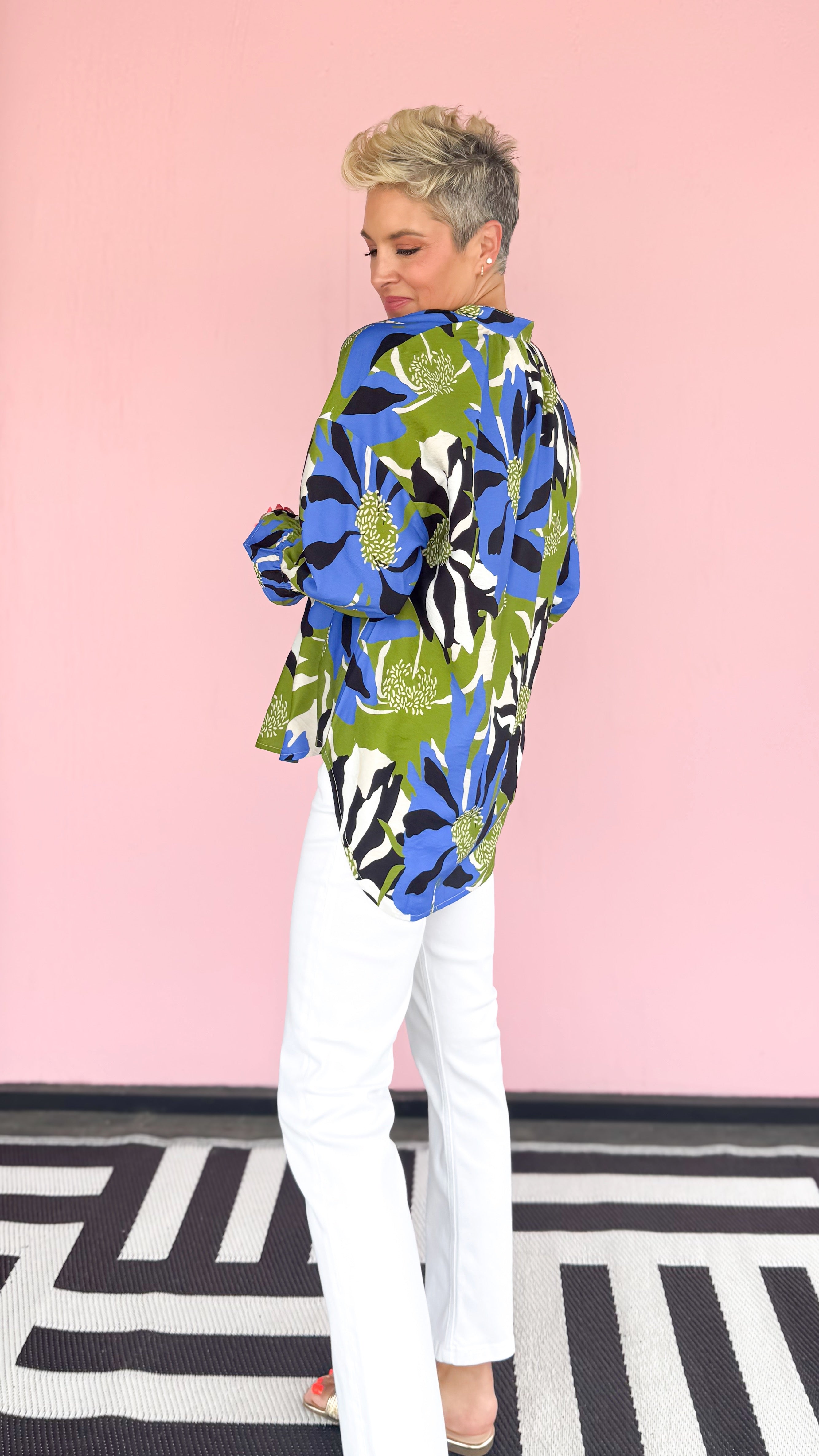 Dana Floral Top/Blue&Green