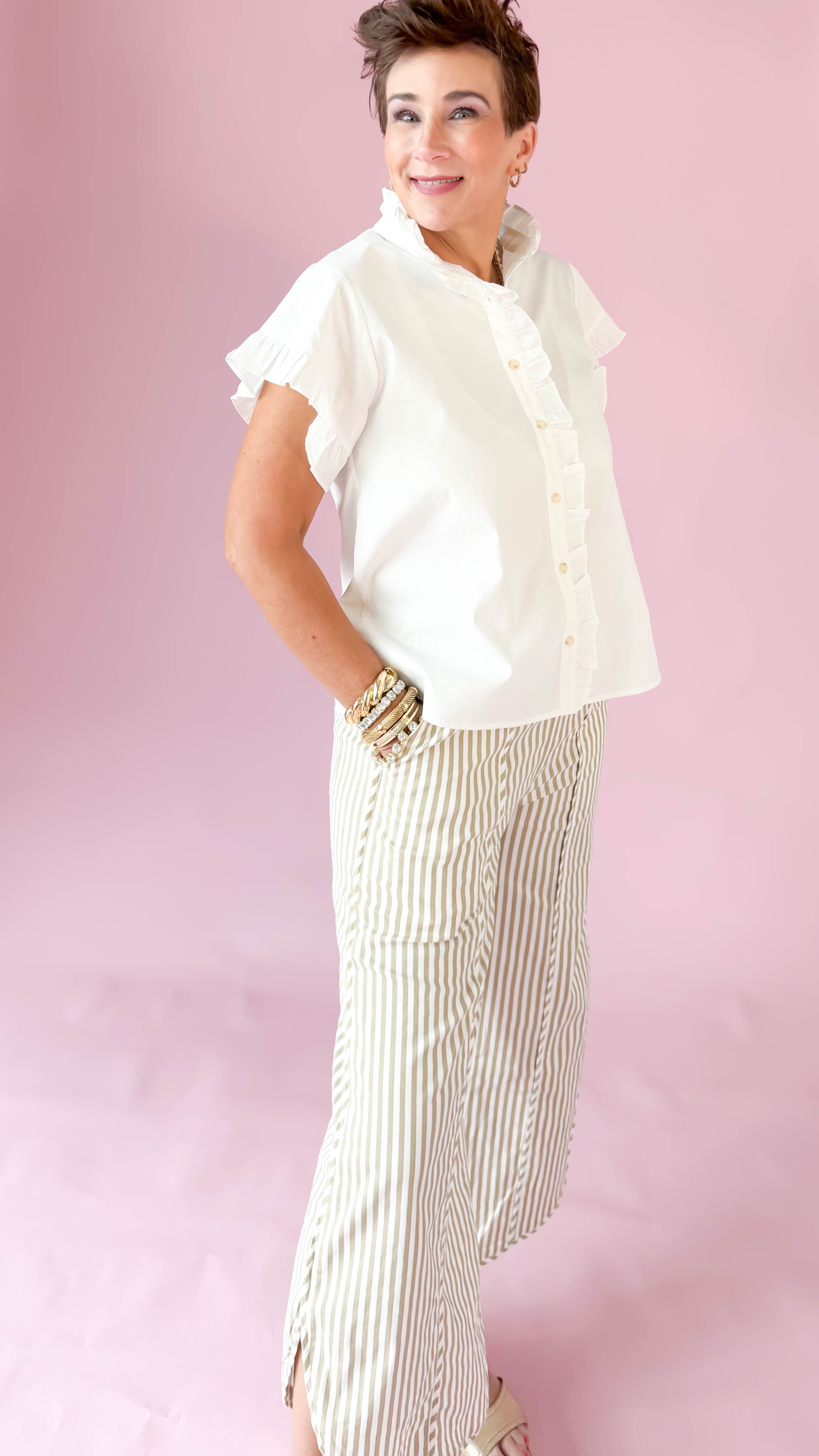 Ruffle Blouse/White