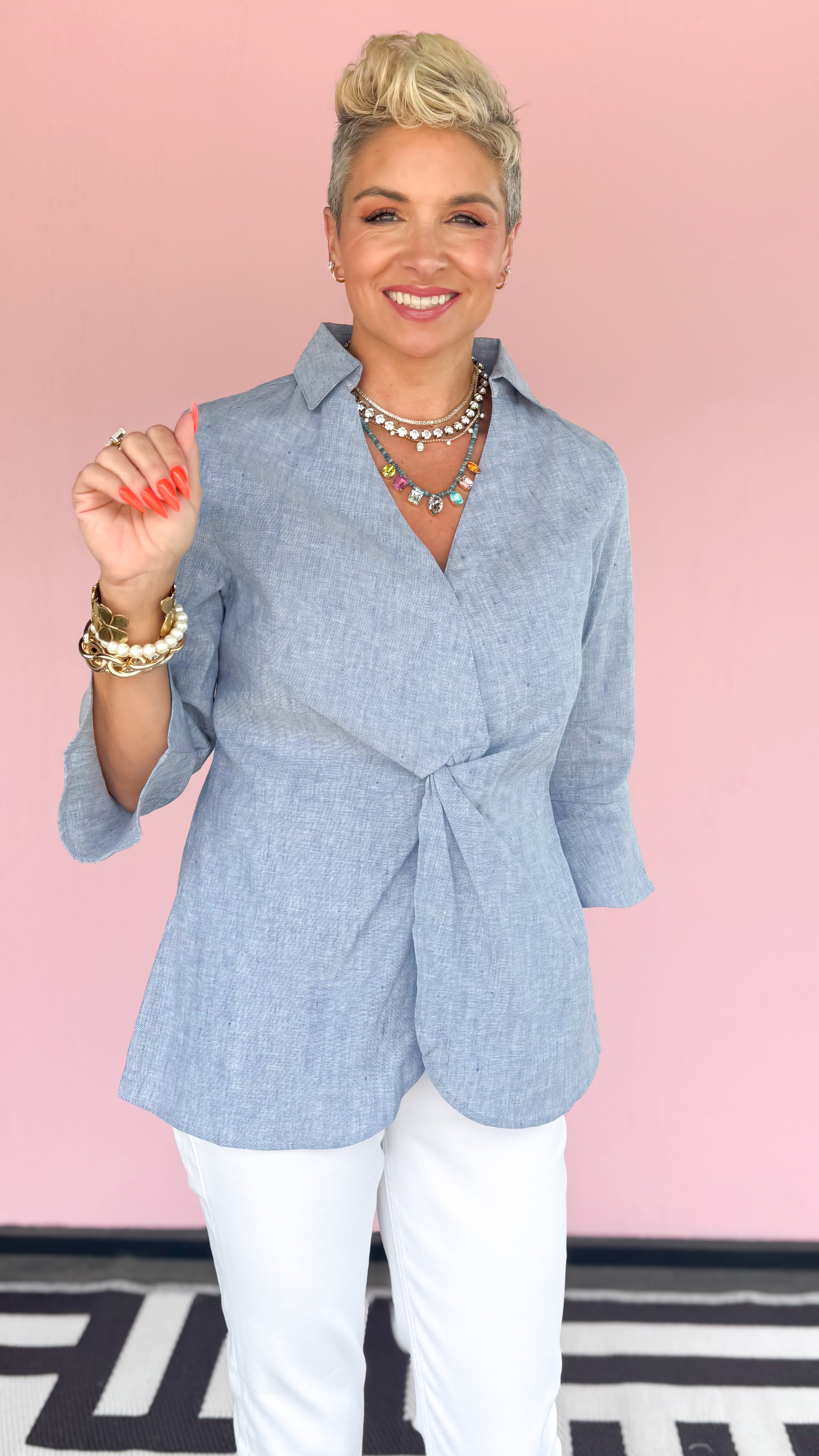 Denim Twist Front Top