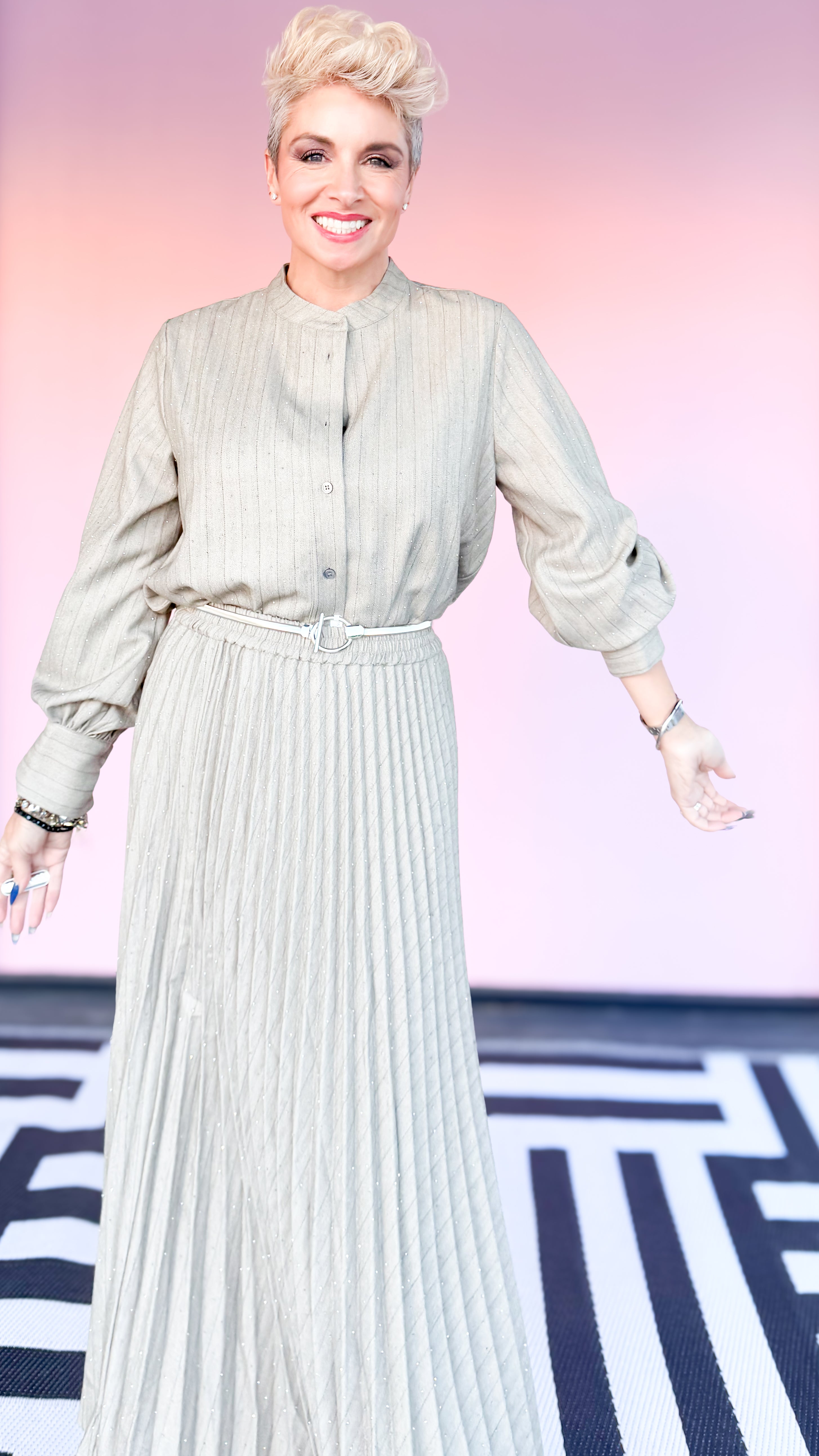 Herringbone Belted Top w/Sparkles