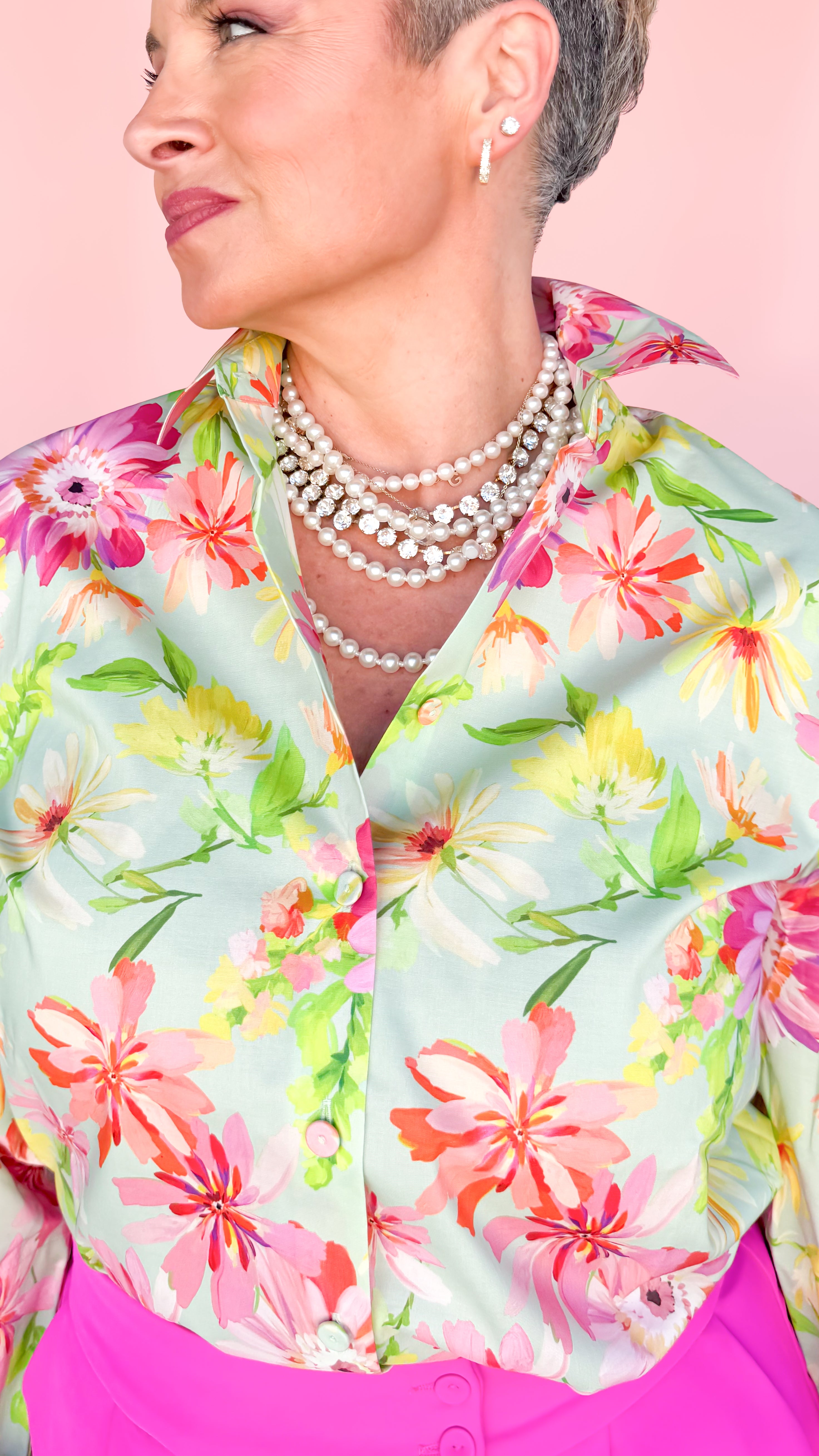 Margot Floral Blouse/Mint - The BLVD