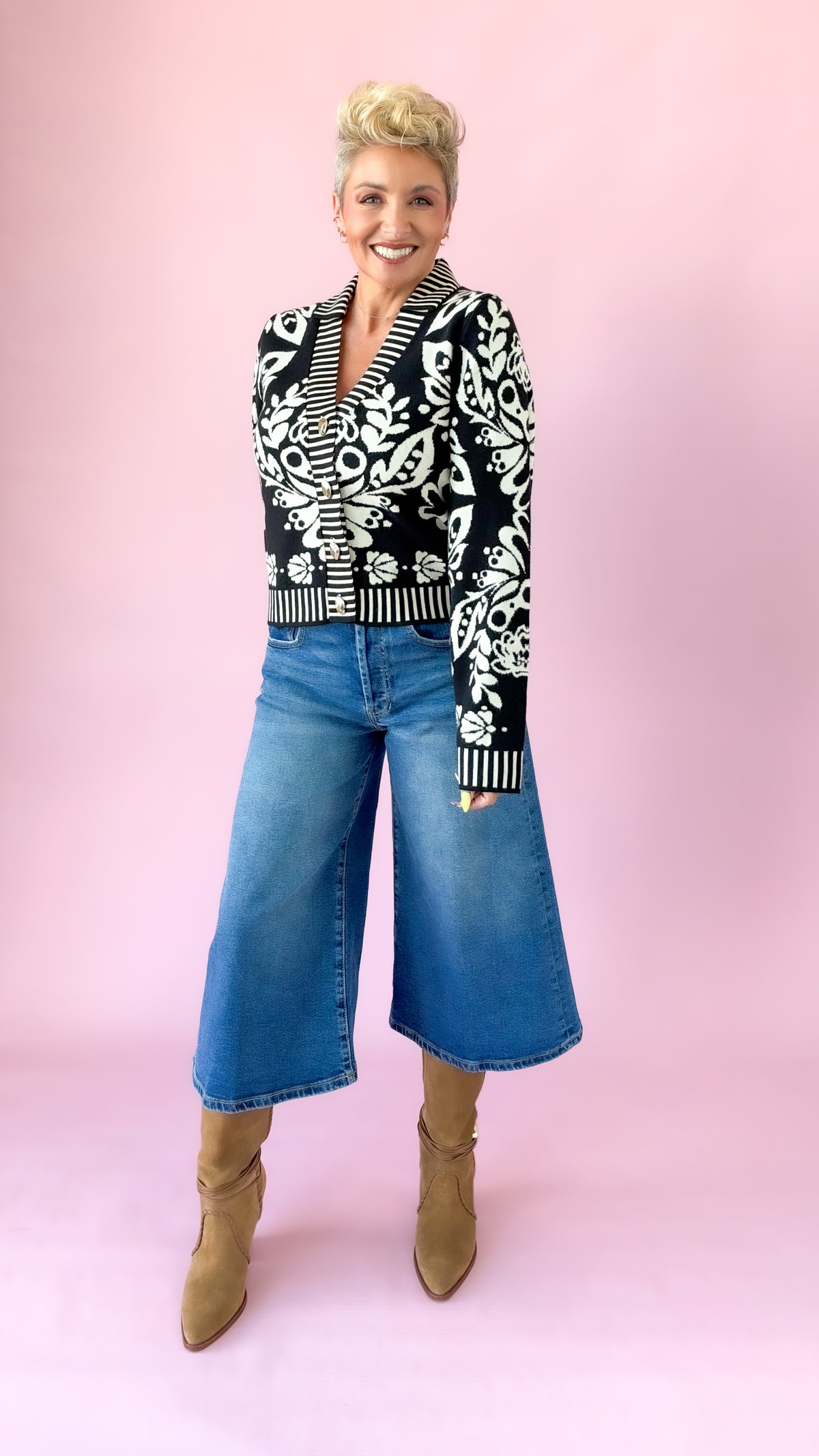 Frida Floral Cardigan/Black