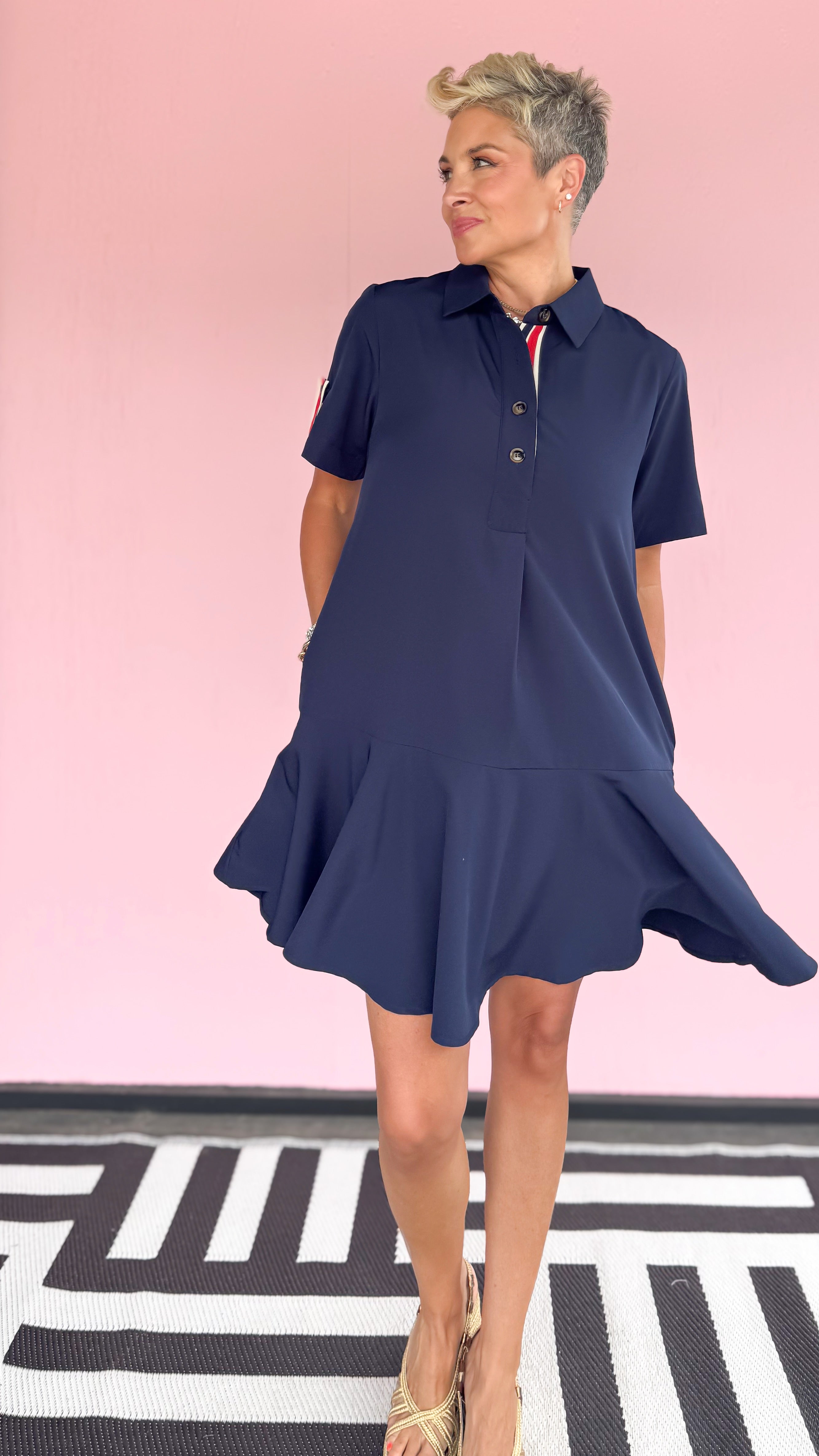 Mini Polo Dress/Navy