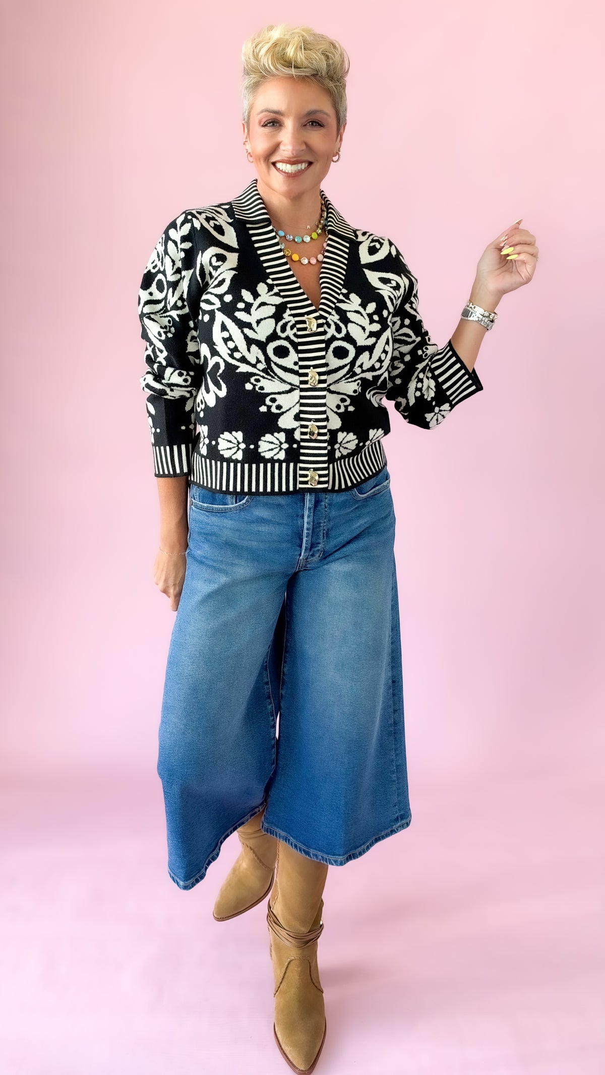 Frida Floral Cardigan/Black