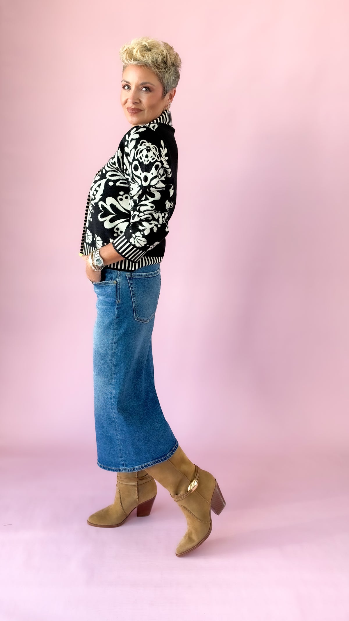 Frida Floral Cardigan/Black