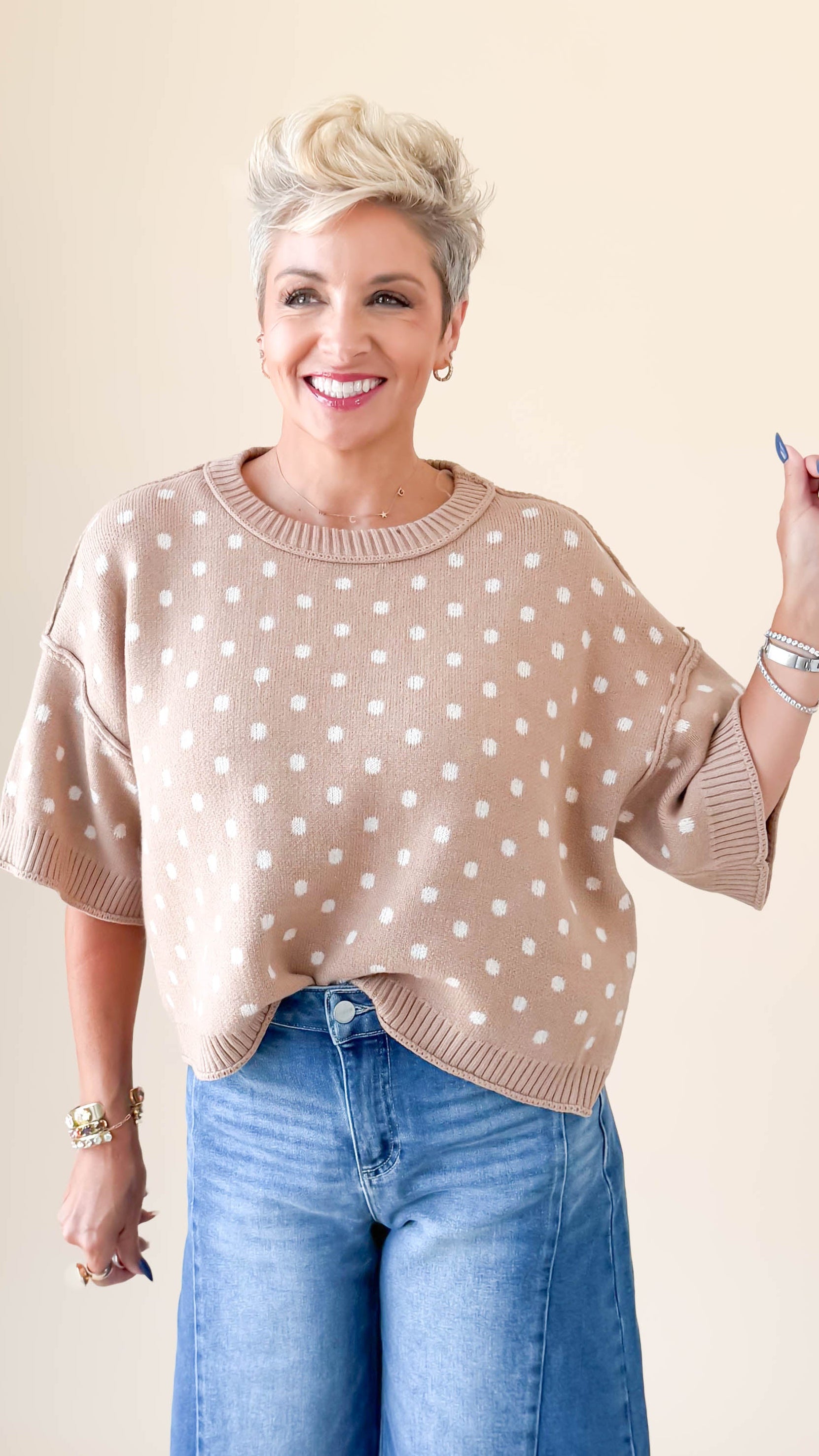 Crew Neck Crop Top/Camel