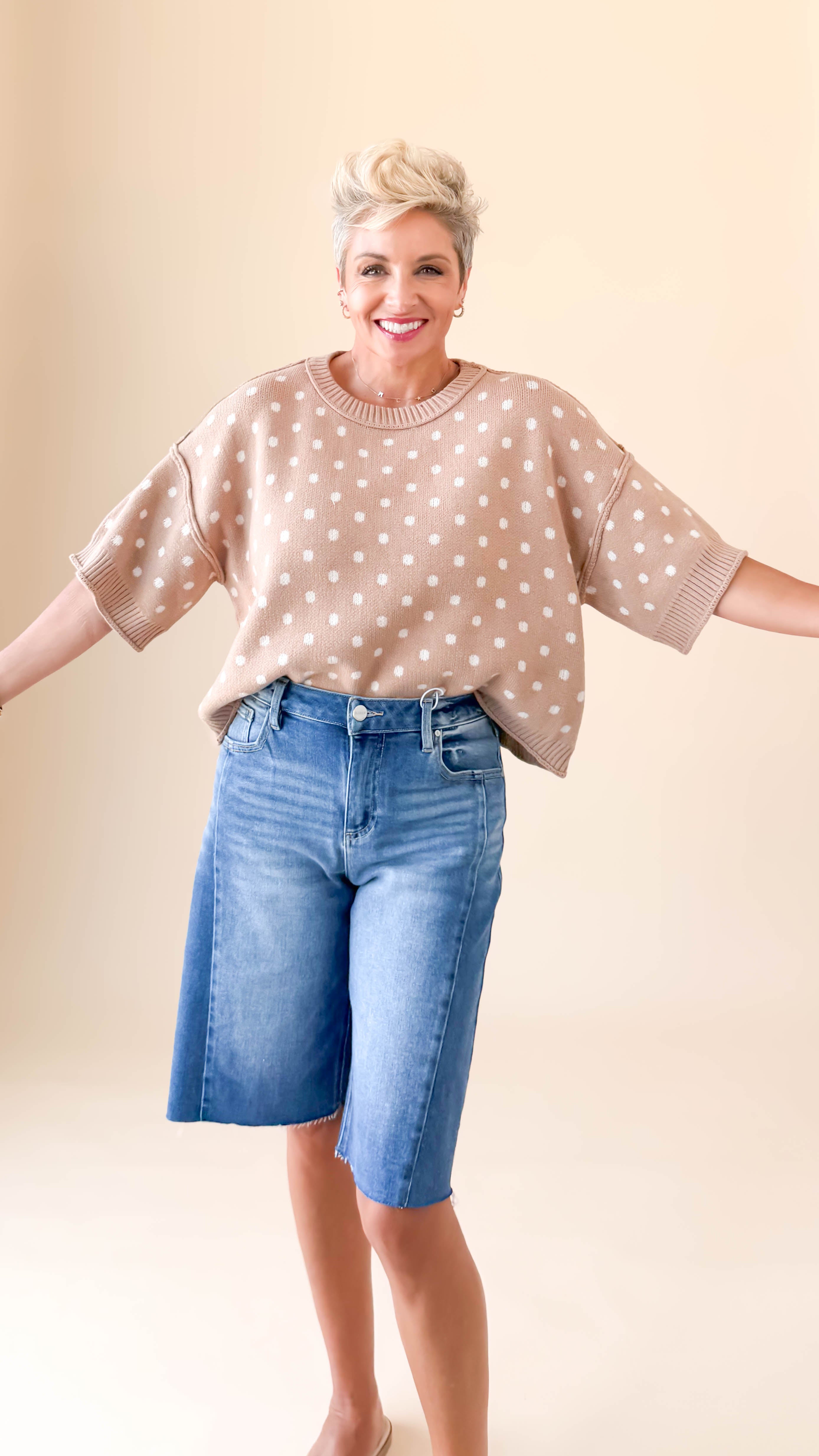 Crew Neck Crop Top/Camel