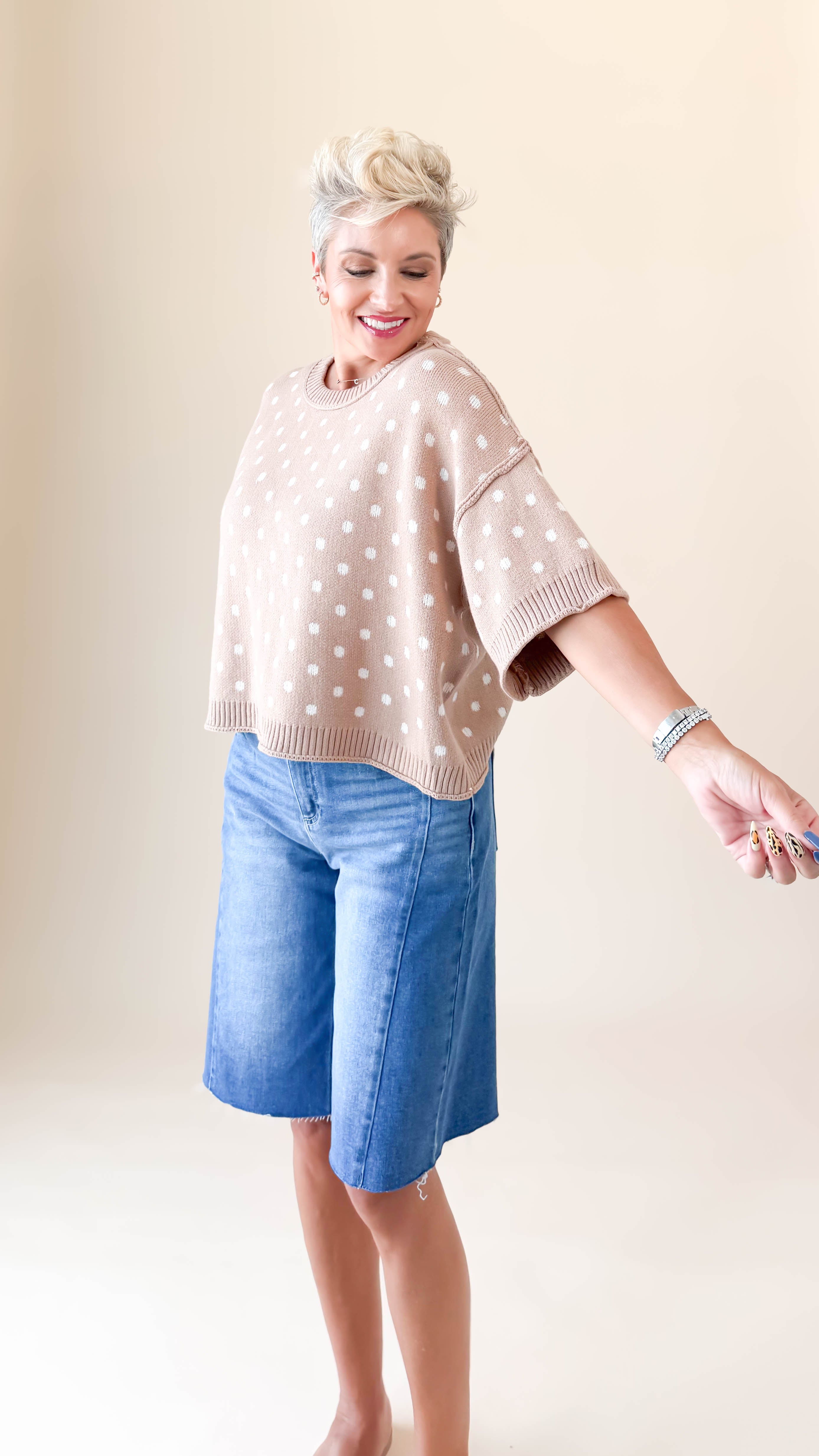 Crew Neck Crop Top/Camel