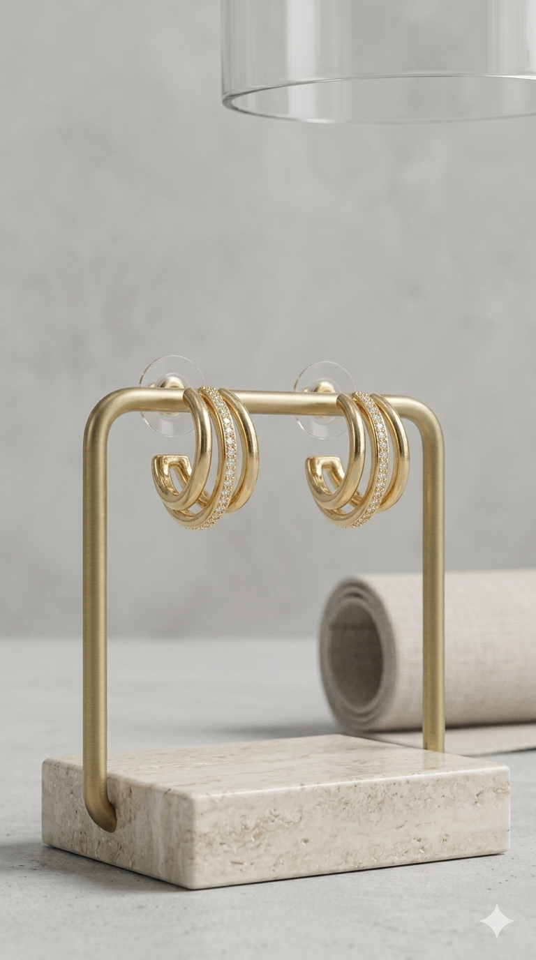 Graduated Triple Hoop Gold Earrings