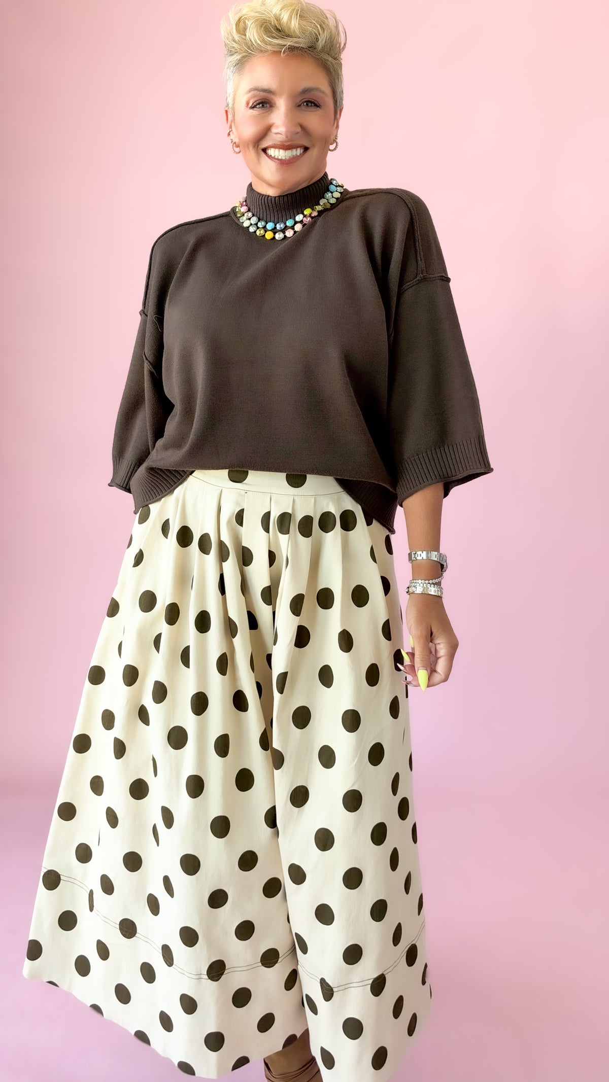 Macy Mock-Neck Sweater/Brown