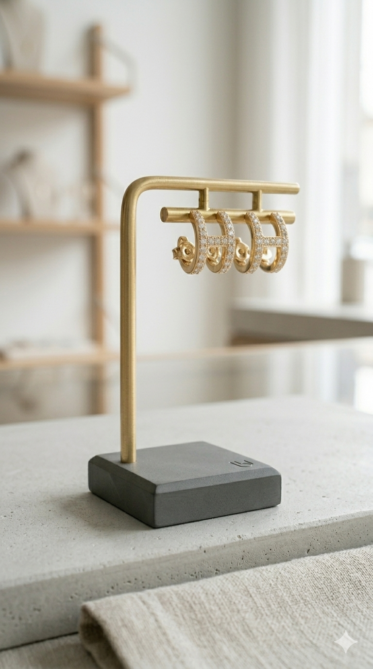 Letter H Gold Diamond Hoops